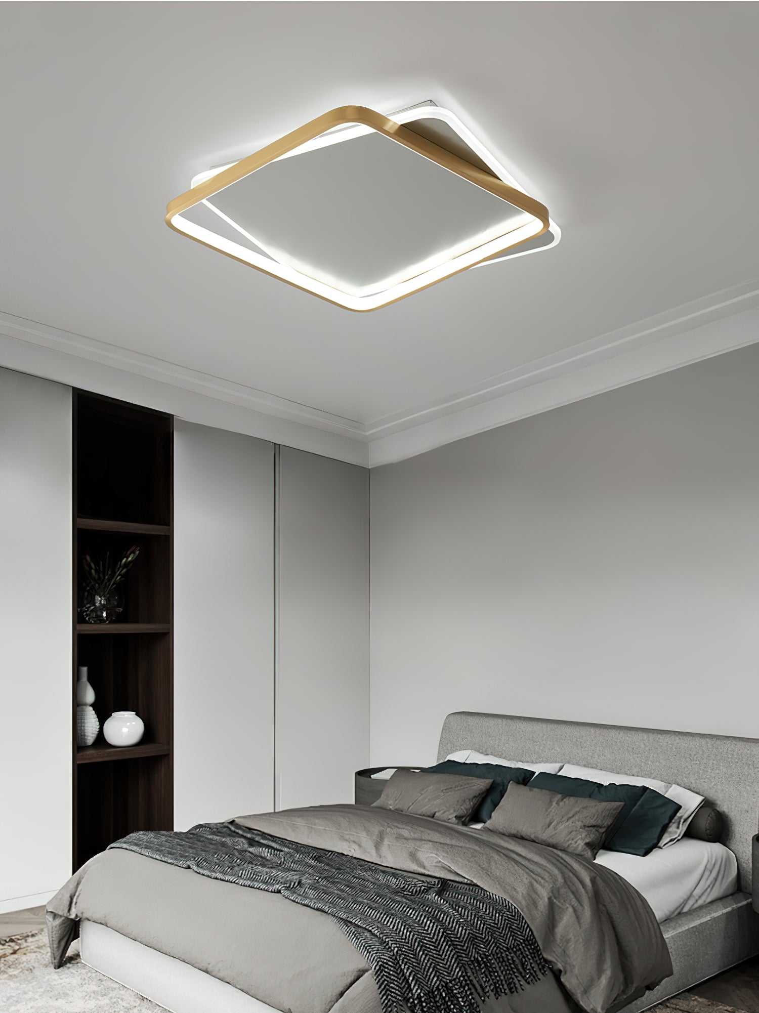 Double Layer Copper Ceiling Light Fixture - Modern Industrial Pendant Lighting for Living Room, Dining Room, Kitchen & Bedroom