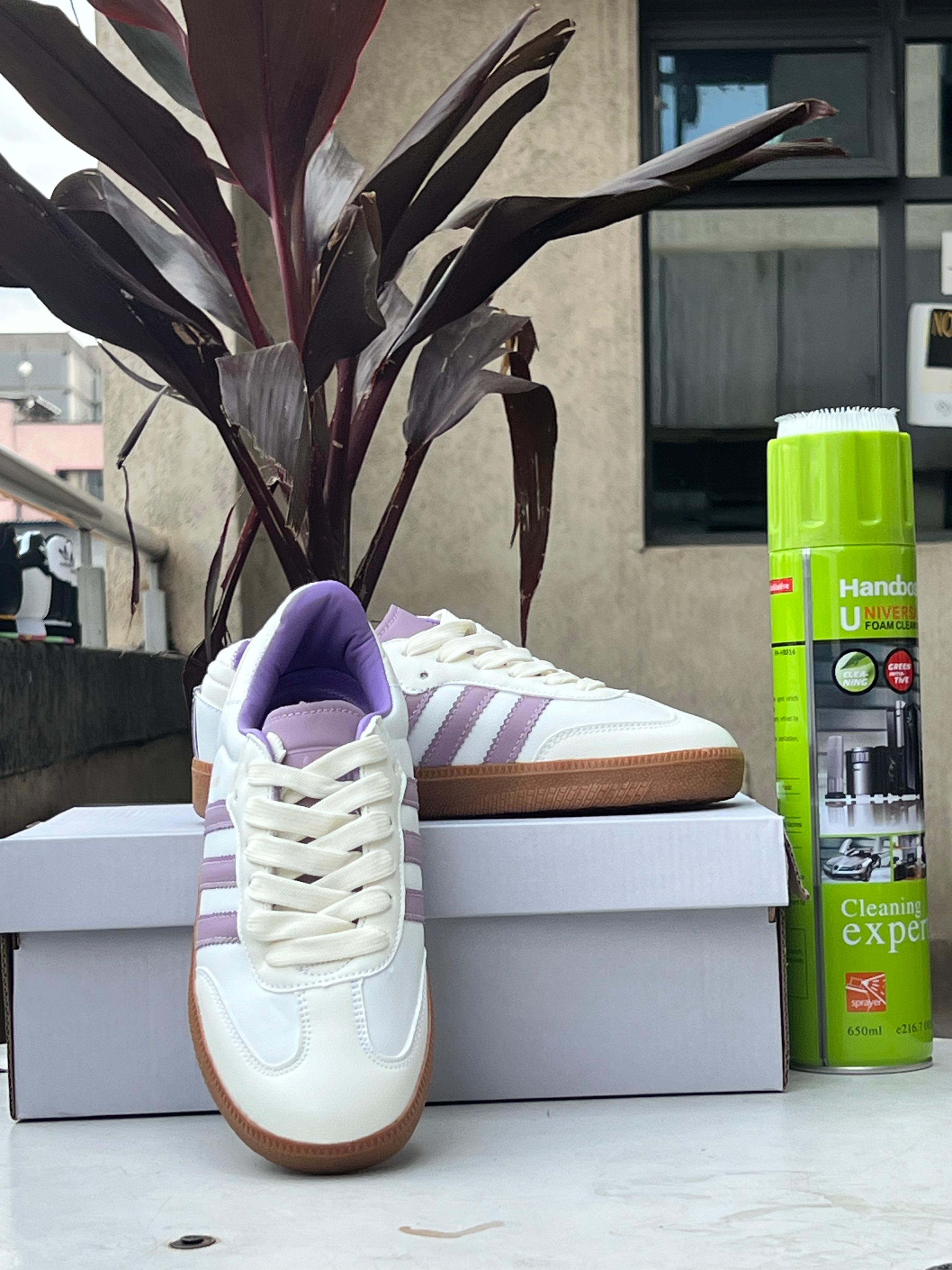 Adidas Samba Classic Sneakers - White & Purple Retro Running Shoes for Men & Women | Perfect for Casual Wear, Street Style & Everyday Comfort