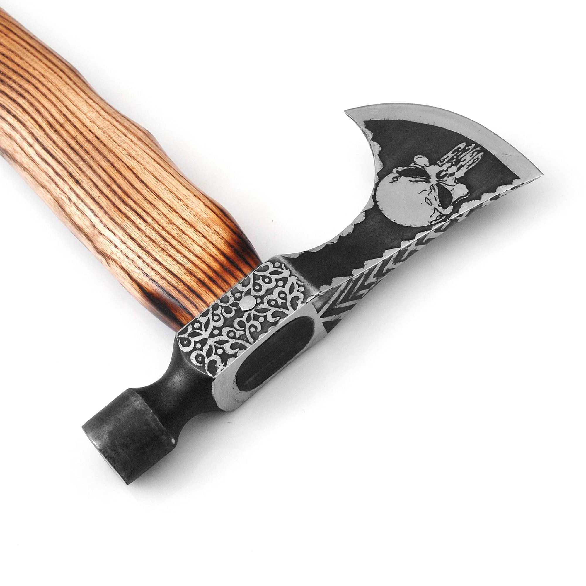 Viking Skull Axe - Handcrafted Bearded Camping & Hunting Axe with Engraved Blade (ARSAXE07) - Perfect for Outdoor Adventures, Bushcraft & Wood Carving