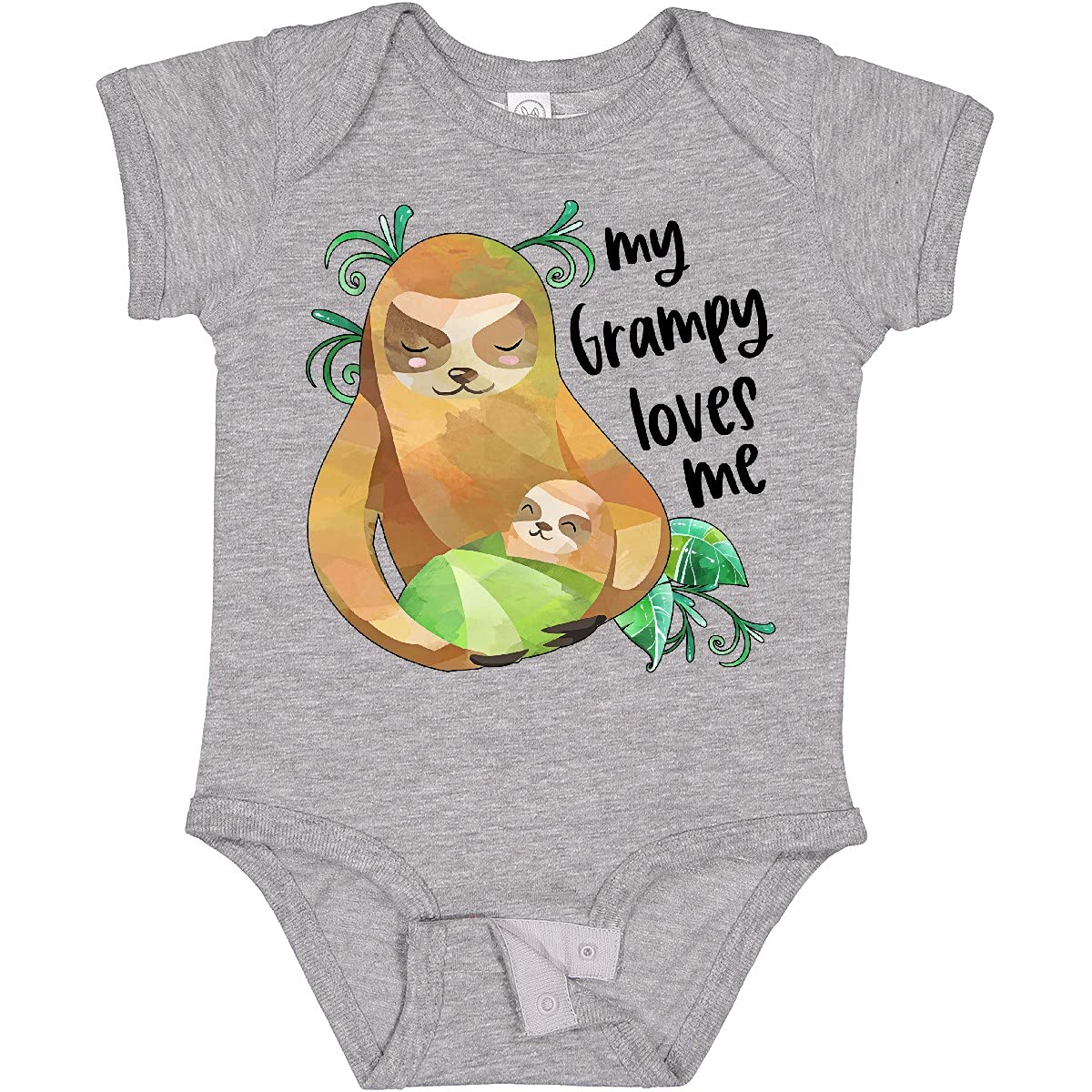 Inktastic My Grampy Loves Me Cute Sloth & Baby Bodysuit - Soft Cotton Baby Onesie for Grandparents Day, Family Photos & Casual Outfits