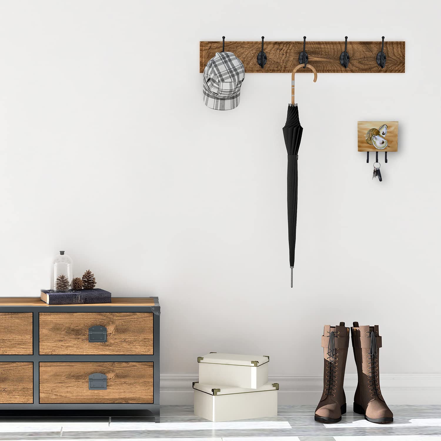 Caroline's Treasures 8160TH68 Oyster Wall Hook Organizer - Key Holder, Coat Rack & Leash Hanger for Entryway, Kitchen, Bathroom | Perfect for Keys, Towels, Aprons & Pet Accessories