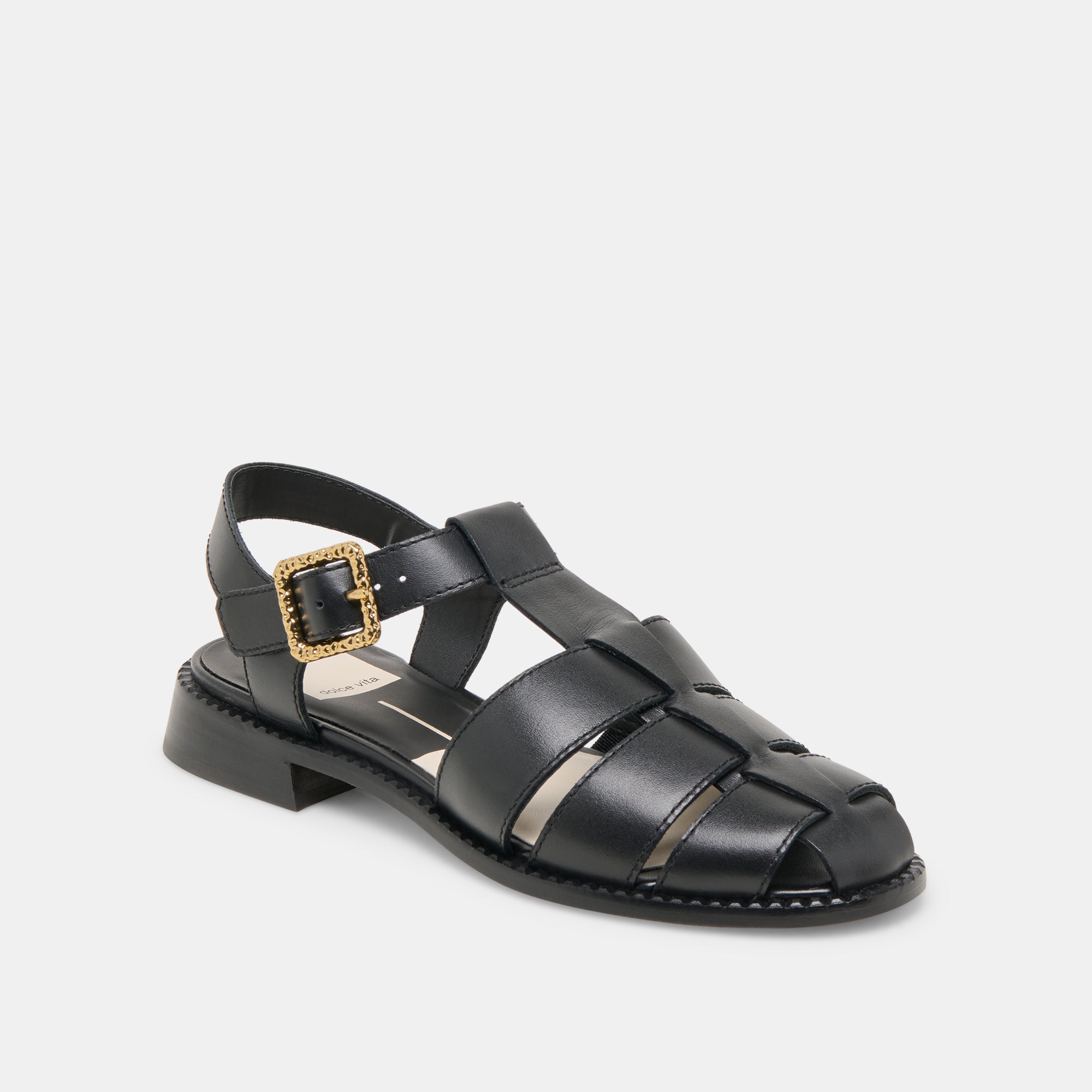 HOLIS Black Leather Sandals for Women - Comfortable & Stylish Summer Footwear for Beach, Pool, and Casual Outings