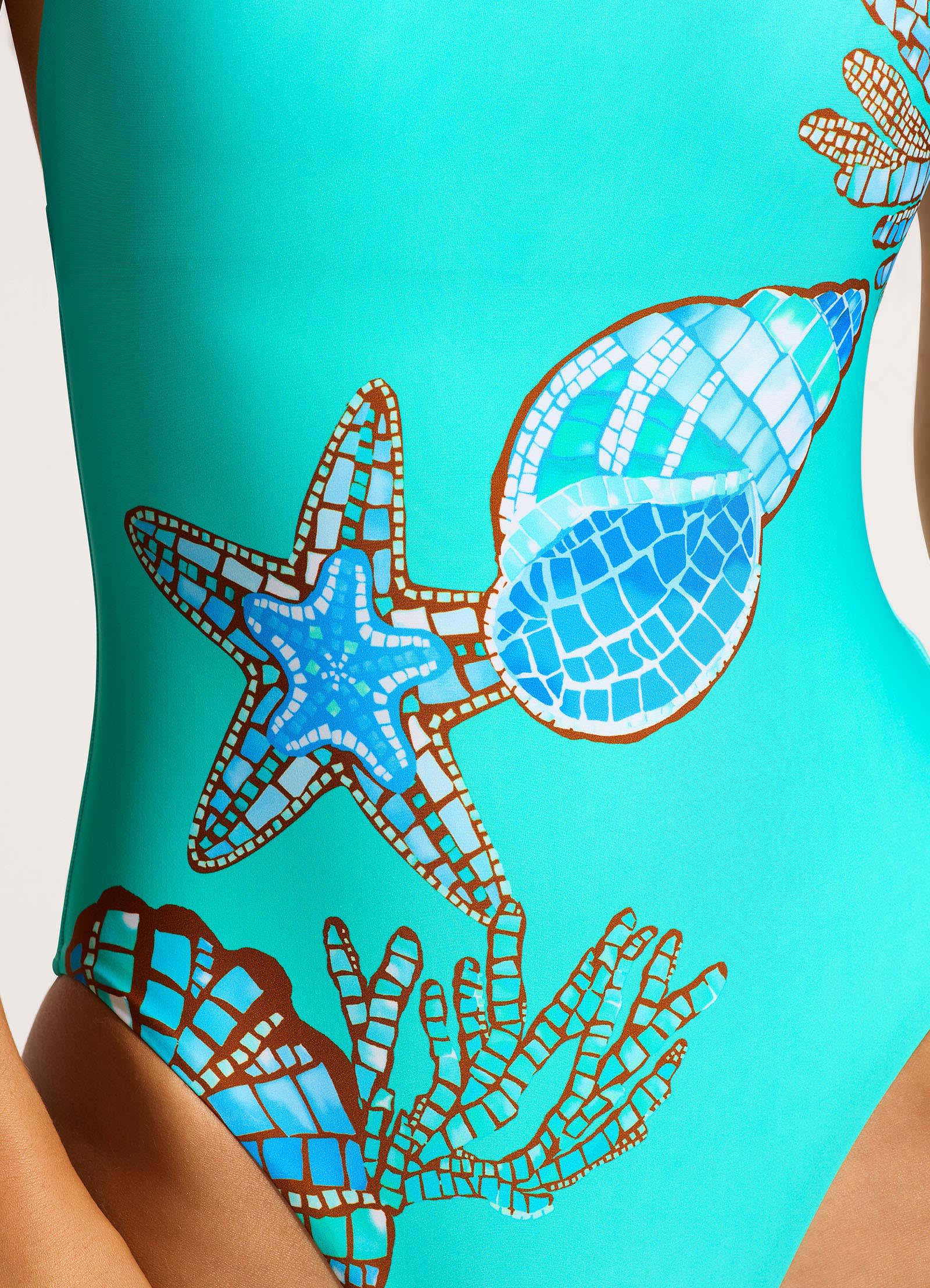 La Mer Scoop Neck One Piece Swimsuit - Aquatic Blue Color for Women | Perfect for Beach Vacations, Pool Parties & Summer Getaways