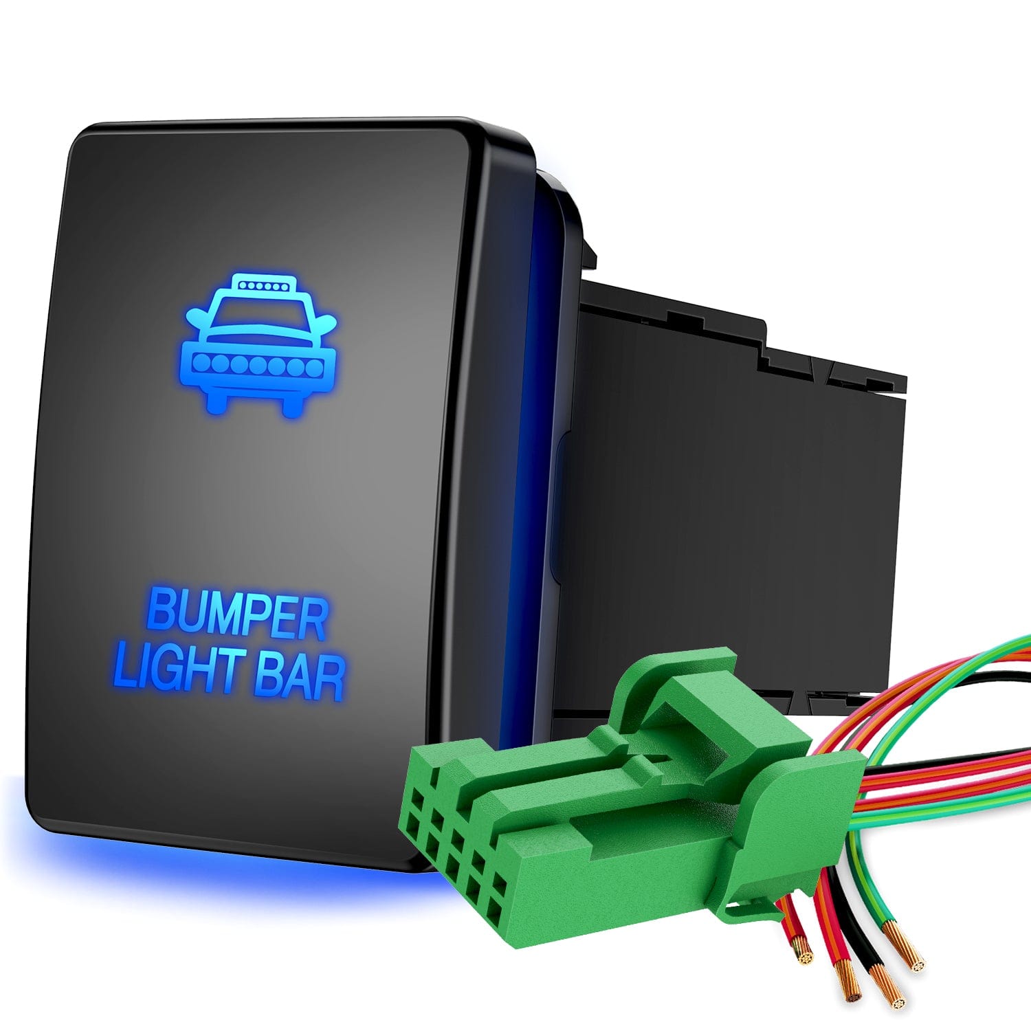 Toyota Bumper Light Bar Push Button Square Switch 12V ON Off Switch with Connector Wire Kit - Waterproof Off-Road Switch for Jeep Wrangler, Tacoma, 4Runner & Truck Accessories - Perfect for Off-Roading, Camping & Night Driving