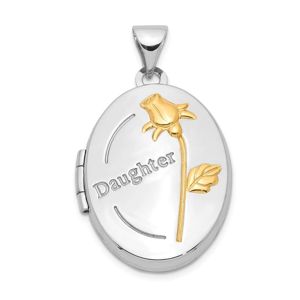 925 Sterling Silver Oval Locket Necklace for Women - Holds 2 Photos, Gold Plated 21mm Pendant, Engraved Sentiment Back - Perfect Gift for Daughter, Mother, Wife | Birthday, Anniversary, Valentine's Day Jewelry