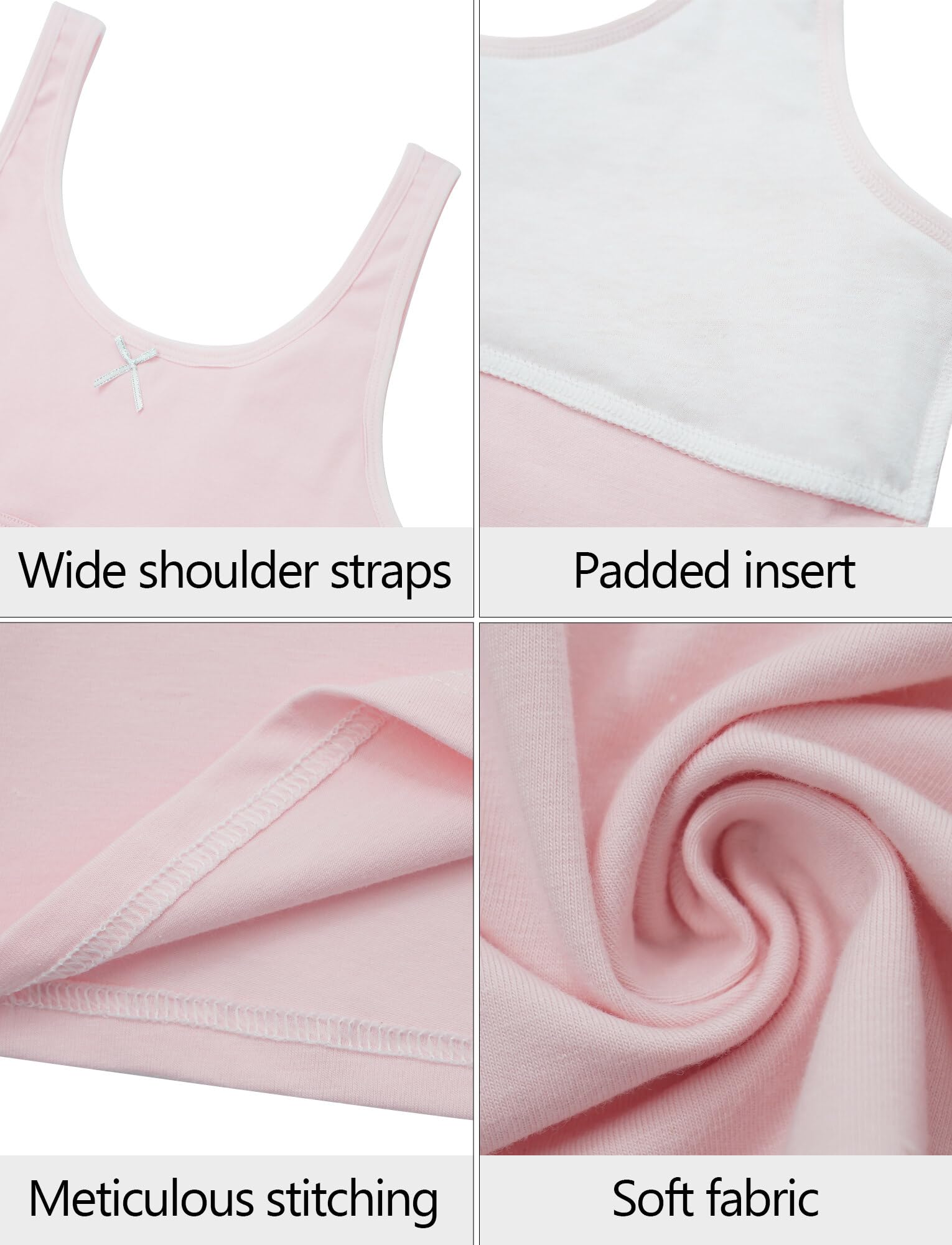 SEAUR Girls' Cotton Cami Tank Top with Built-in Shelf Bra - Breathable Sleeveless Undershirt for Kids | Perfect for School, Playdates & Summer Outfits