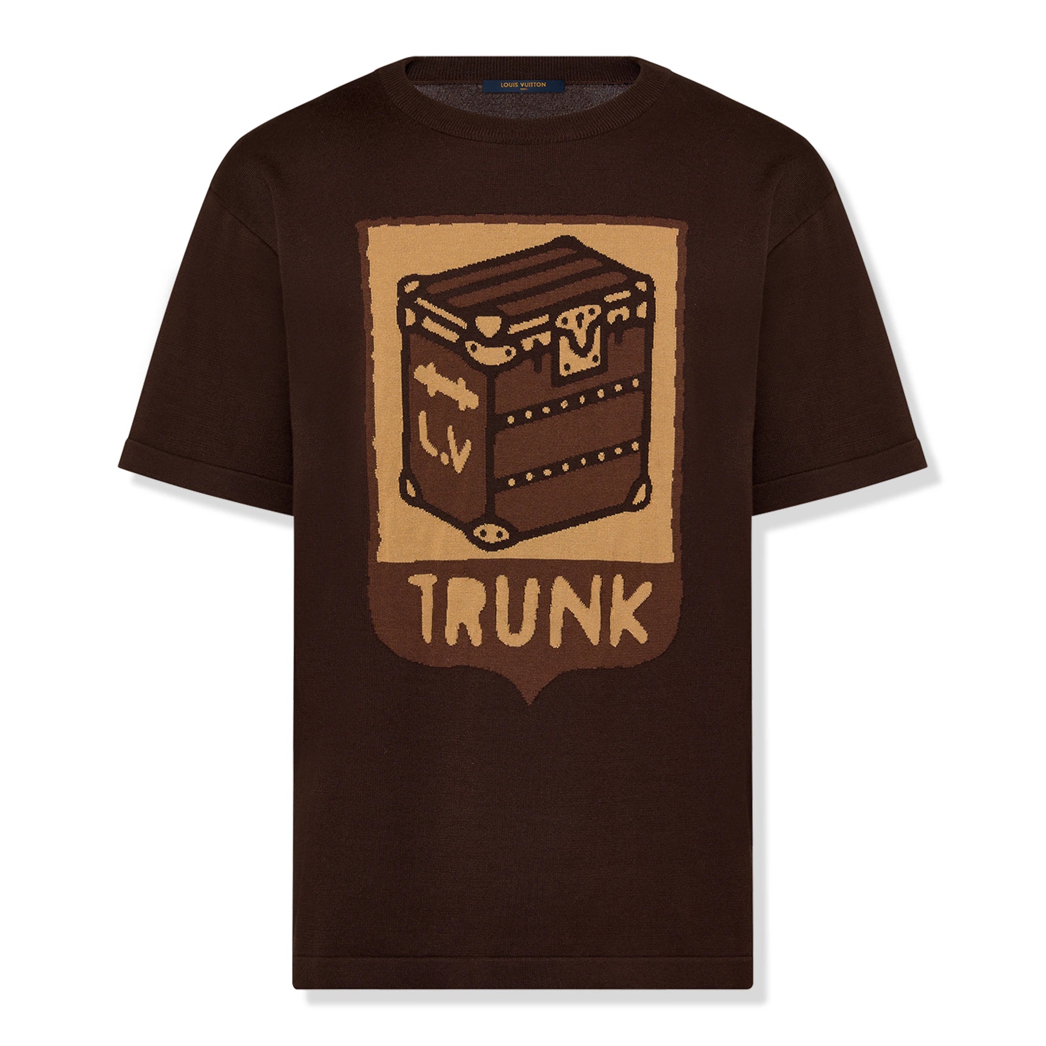 Louis Vuitton Cotton Trunk Print Sienna Brown T-Shirt for Men - Luxury Graphic Tee for Casual Wear & Street Style Outfits