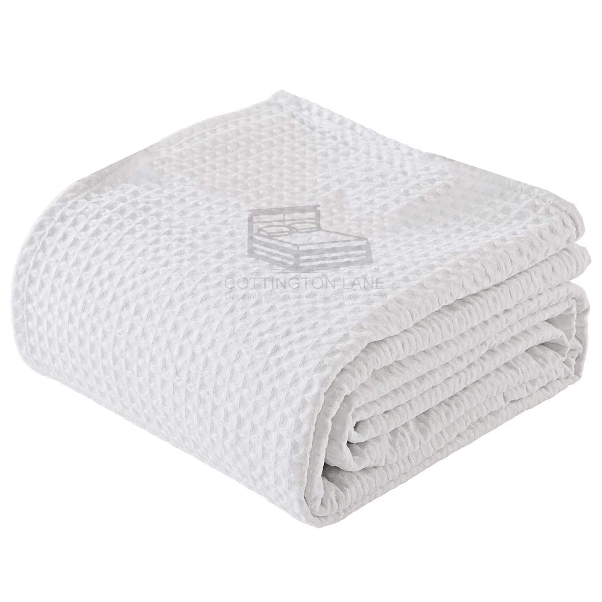 Premium 100% Cotton Waffle Weave Blanket - Super Soft & Breathable, 60x80 Inches, White - Perfect for Layering Beds, Sofas & Cozy Home Decor