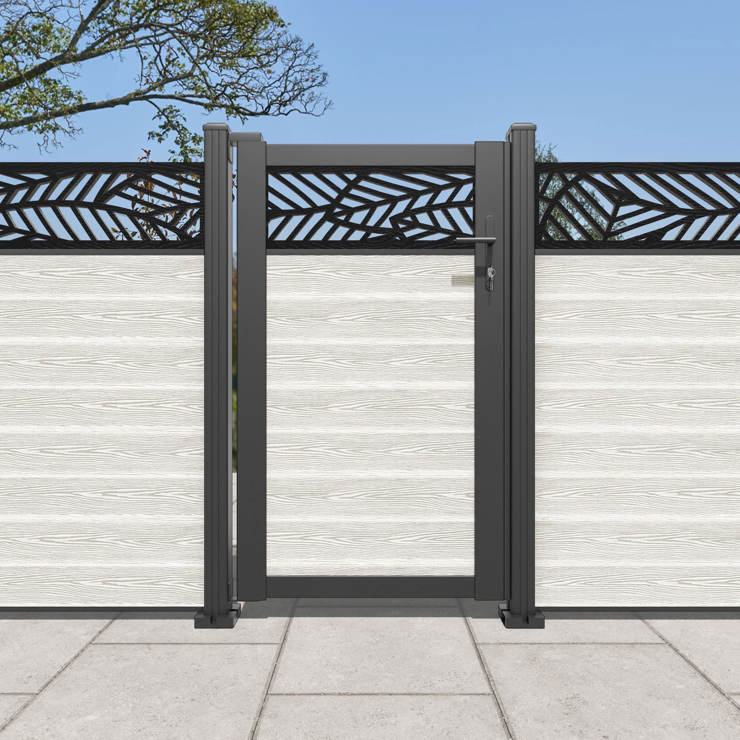 Classic Habitat Pedestrian Gate - Light Stone Color | Durable Outdoor Walkway Entrance | Perfect for Gardens, Yards & Driveways