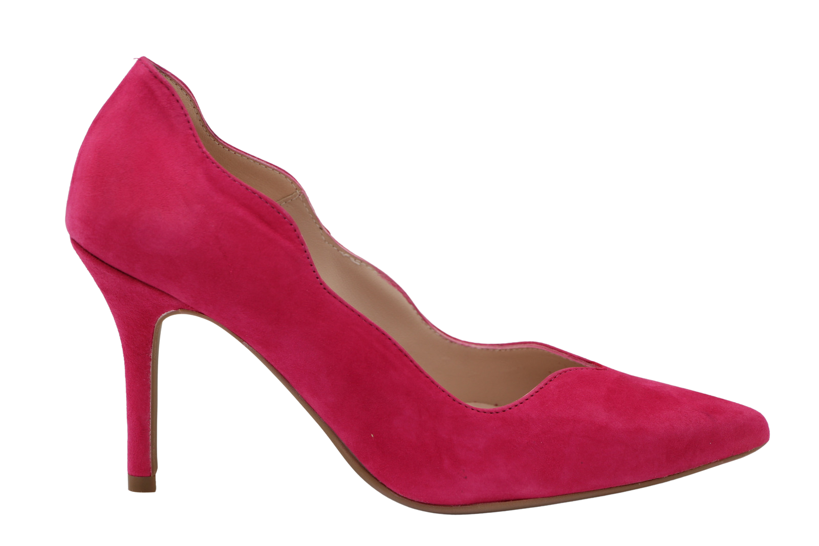 MARIAN Women's Pink Suede Scalloped Edge Court Shoes - Elegant Pointed Toe Pumps for Work, Party & Special Occasions