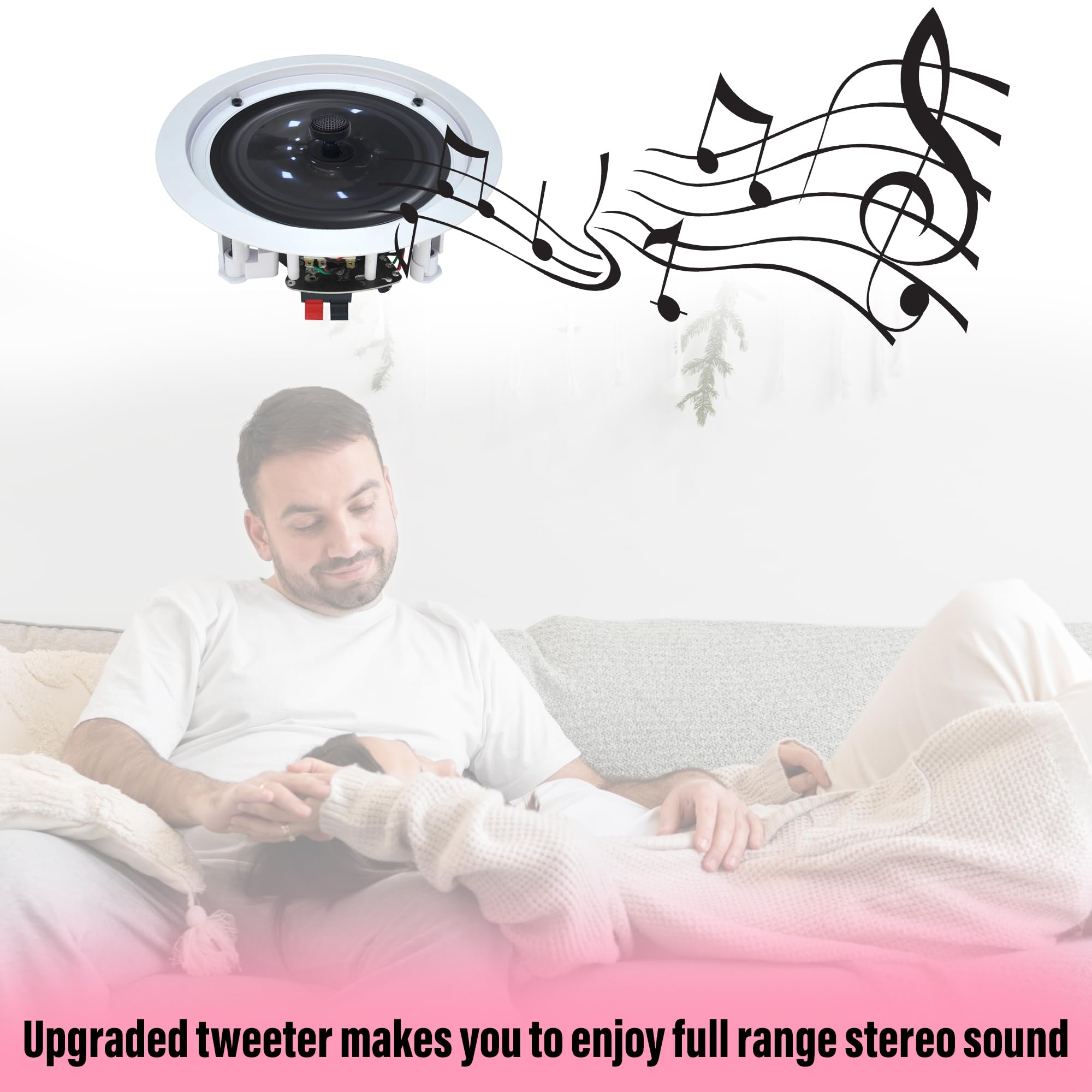 Vaiyer 6.5 Inch 8 Ohm 200W Ceiling Speaker Set of 10 - Flush Mount In-Wall/In-Ceiling 2-Way Mid Bass Woofer Speakers for Home Theater, Office, Kitchen, Living Room - High Quality Sound System for Background Music & Surround Sound