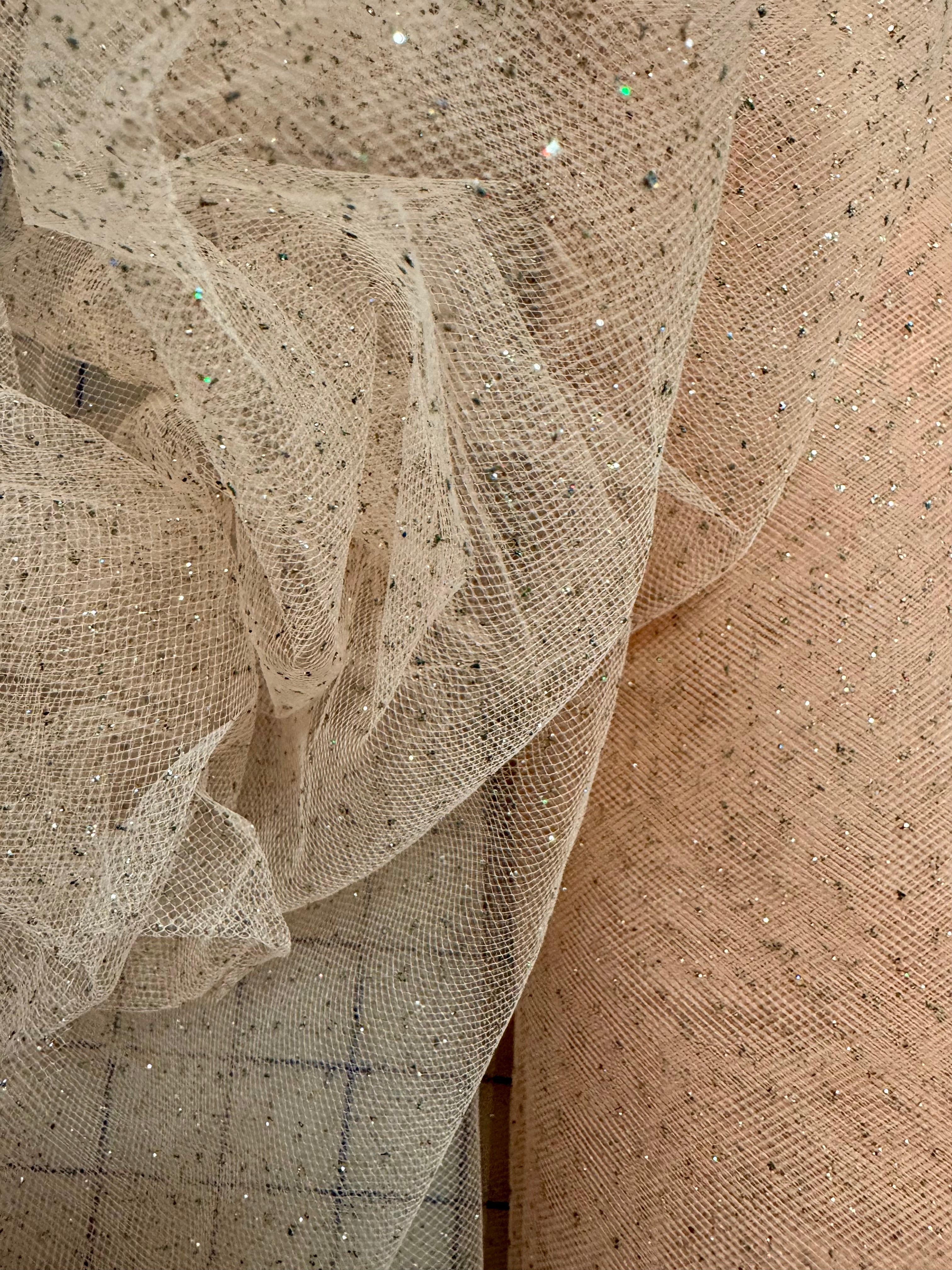 Sparkly Tulle Fabric - 54 Inches Wide Peach Color for Wedding Decorations, Party Backdrops, and DIY Craft Projects