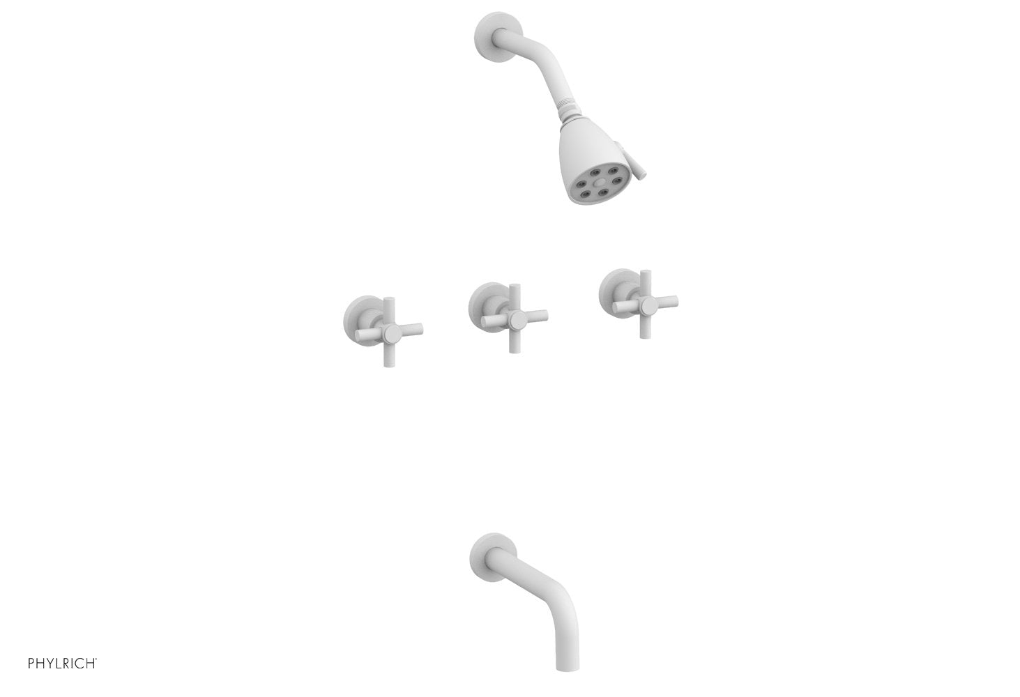 D2134 Basic Three Handle Tub and Shower Faucet Set - 7 1/2 Inch Spout with Tubular Cross Handles - Perfect for Bathroom Renovation and Home Upgrade