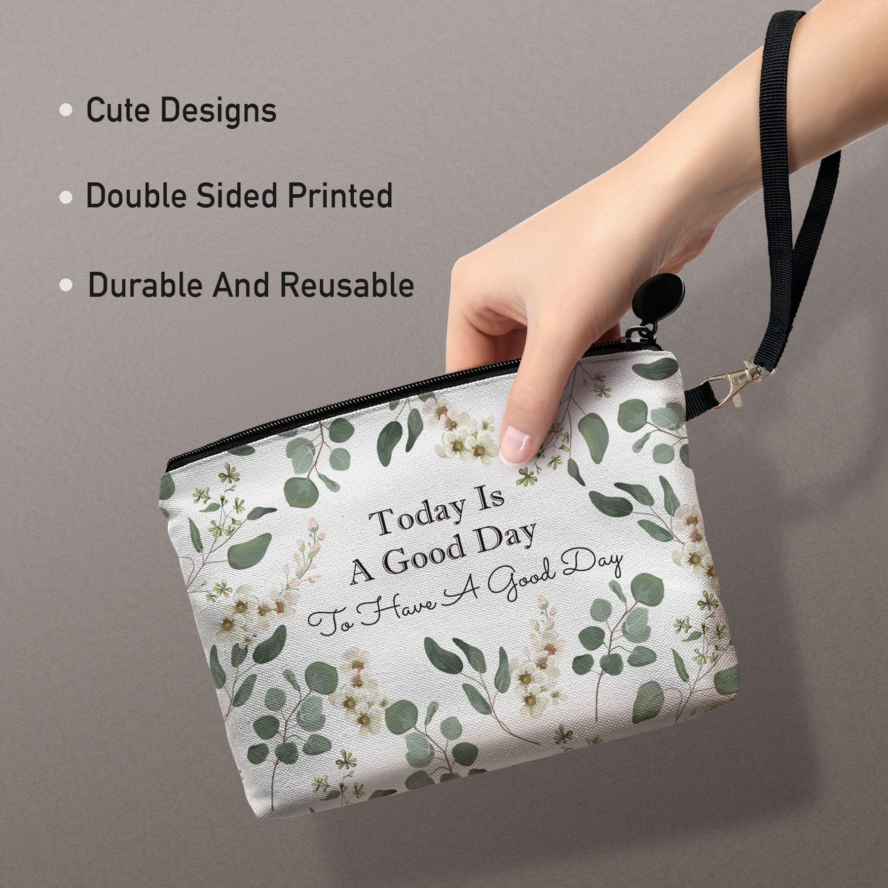 Hglian Eucalyptus Travel Makeup Bag - Waterproof Cosmetic Organizer Pouch for Women | Perfect for Toiletries, Makeup & Travel Accessories | Great Gift Idea for Her | Use at Home, Gym or Vacation Trips