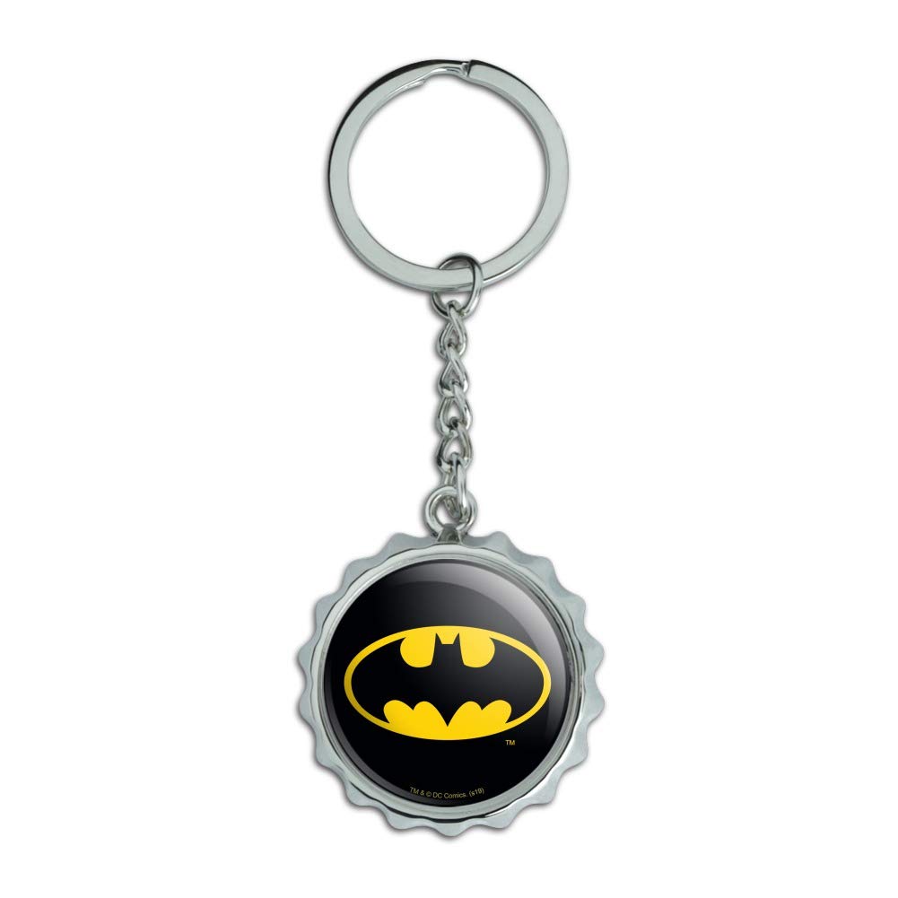 Batman Keychain Bottle Opener - Chrome Plated Metal Cap Opener with Classic Bat Shield Logo - Perfect for Gifts, Collectibles, and Everyday Use at Home, Office, or Parties