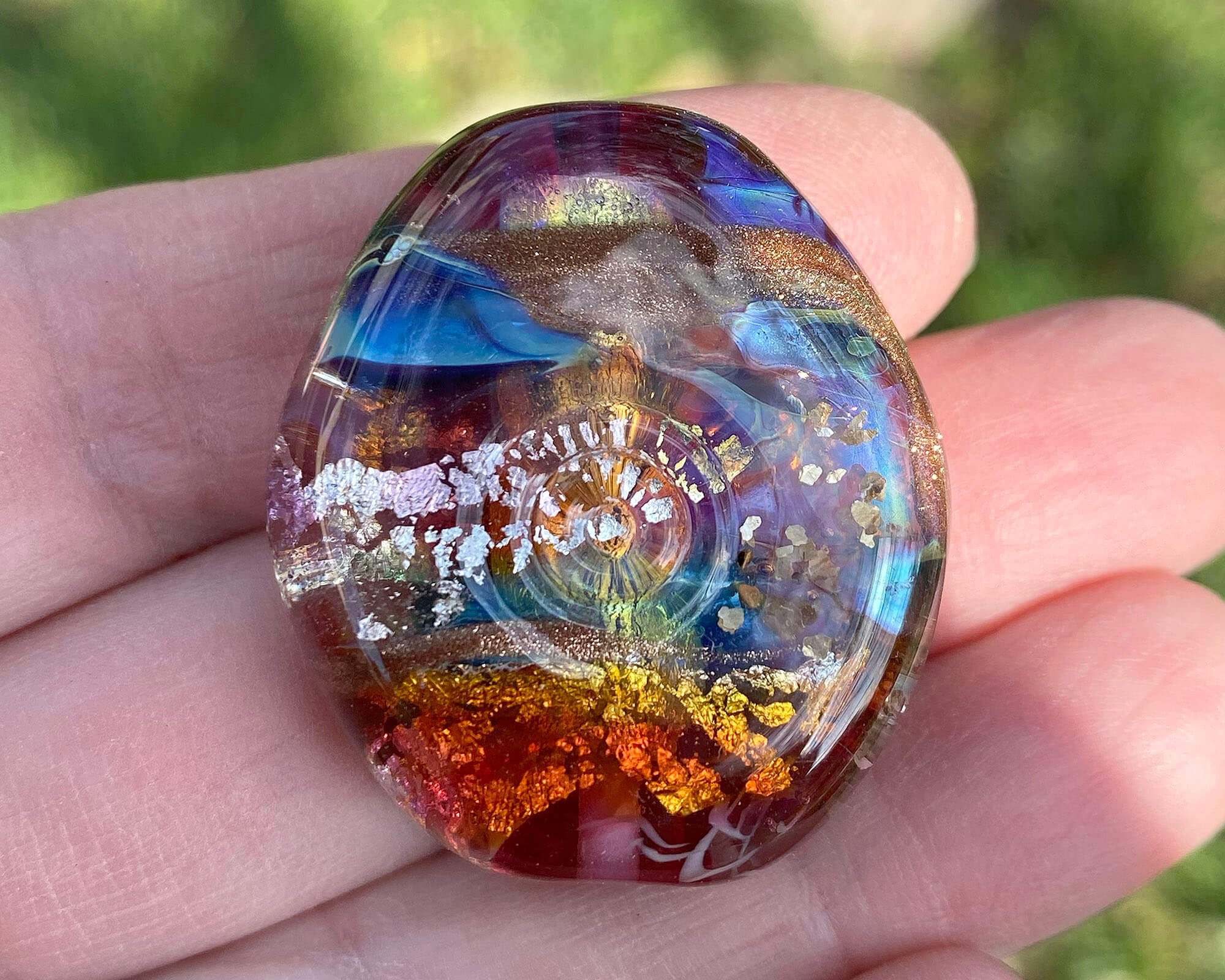 Handmade Rainbow Bollywood Lampwork Glass Focal Bead for Jewelry Making - Perfect for Necklaces, Bracelets, and DIY Craft Projects