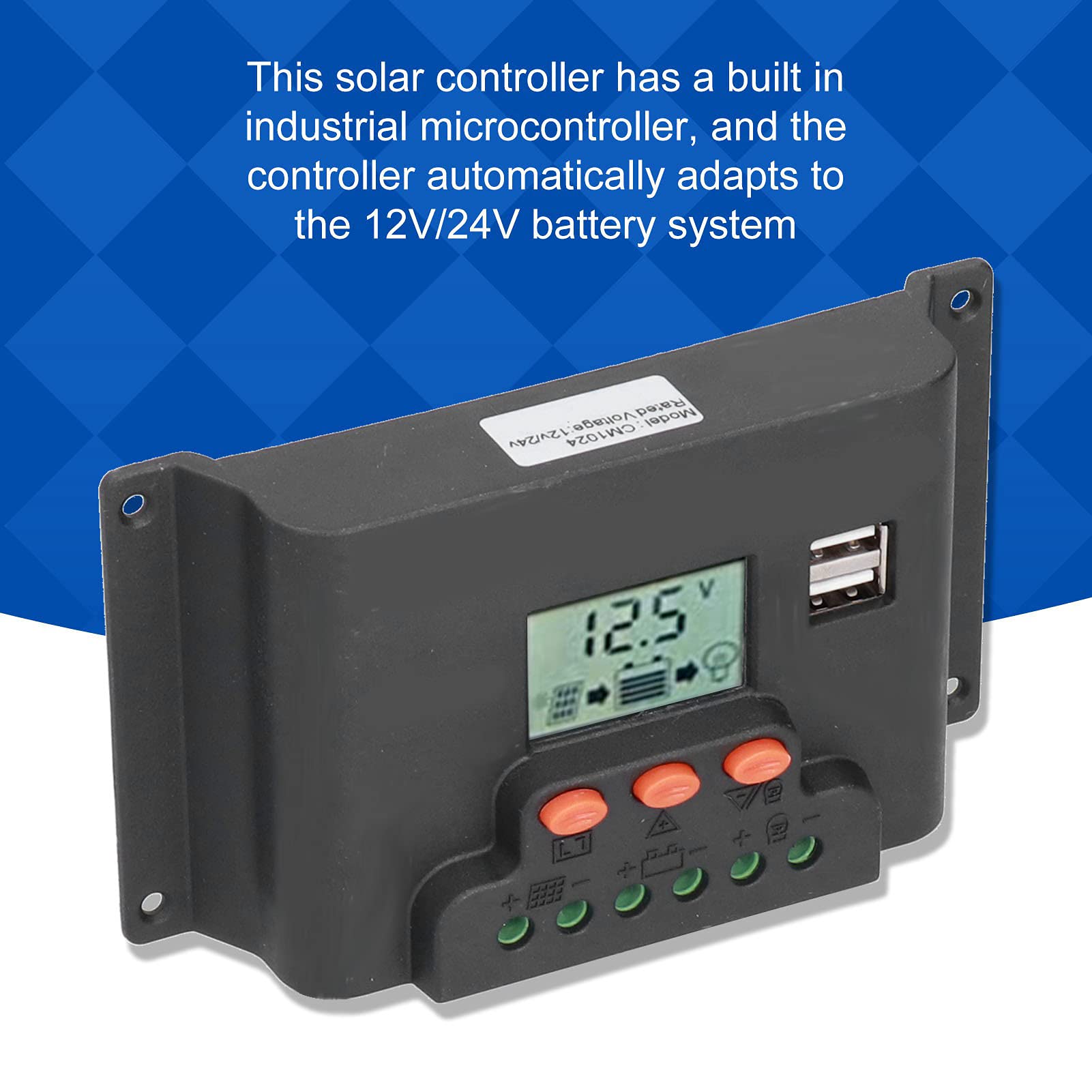 Best Solar Panel Charge Controller - Dual USB Port for Phones, Tablets, Laptops - MPPT Solar Regulator for Home, RV, Camping & Outdoor Power Supply