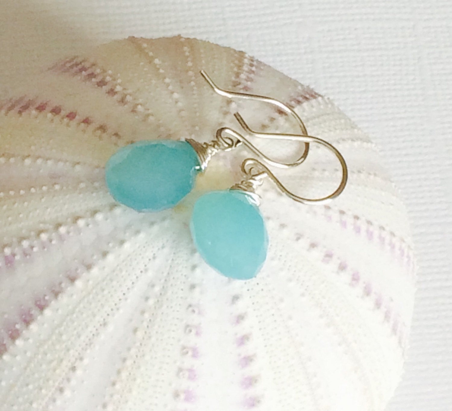 Aqua Chalcedony Earrings Kala (E197) - Elegant Gemstone Jewelry for Women, Perfect for Parties, Weddings & Everyday Wear