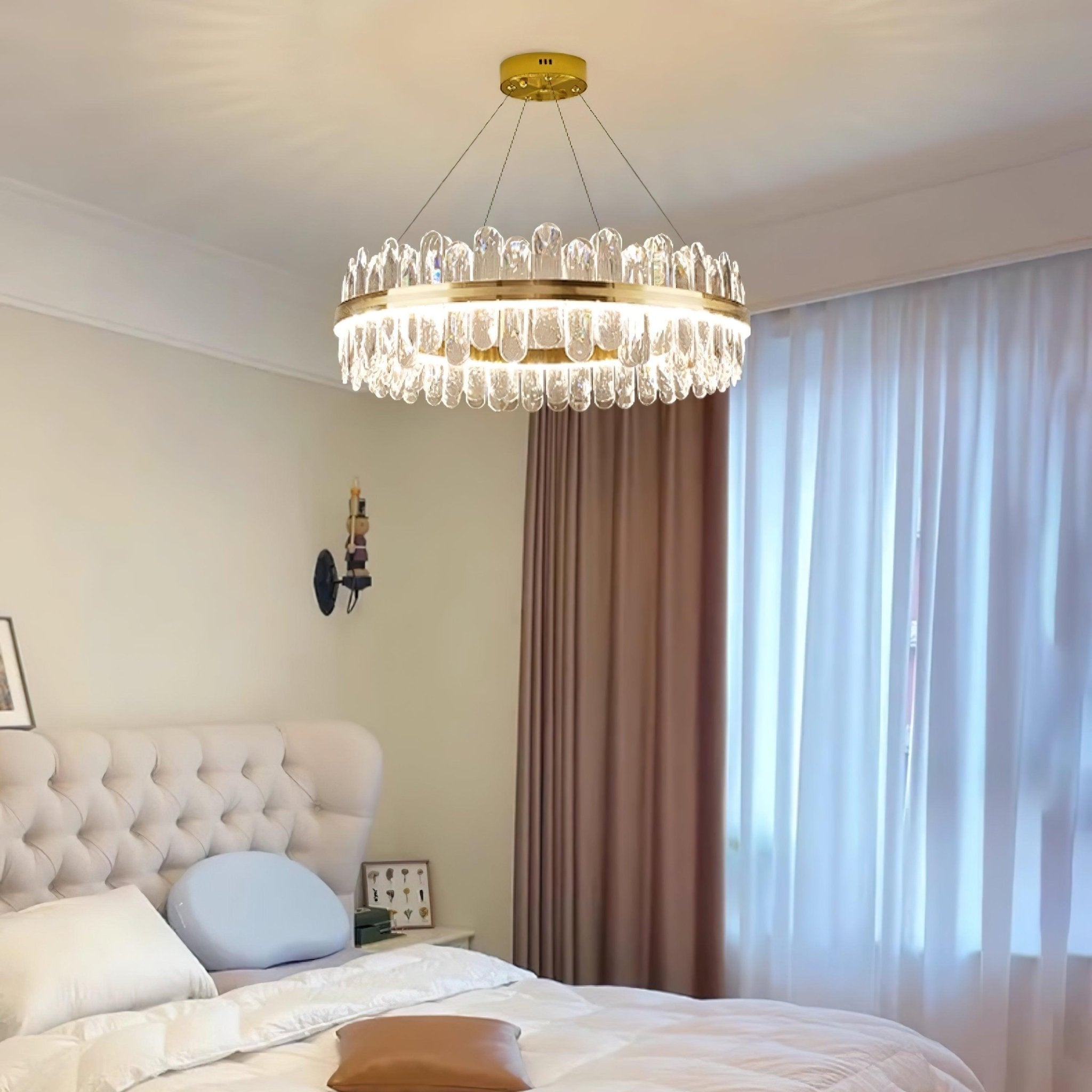 Enos Crystal Chandelier - Elegant Modern Ceiling Light Fixture for Dining Room, Living Room, Bedroom | Energy Efficient LED Lighting for Home Decor