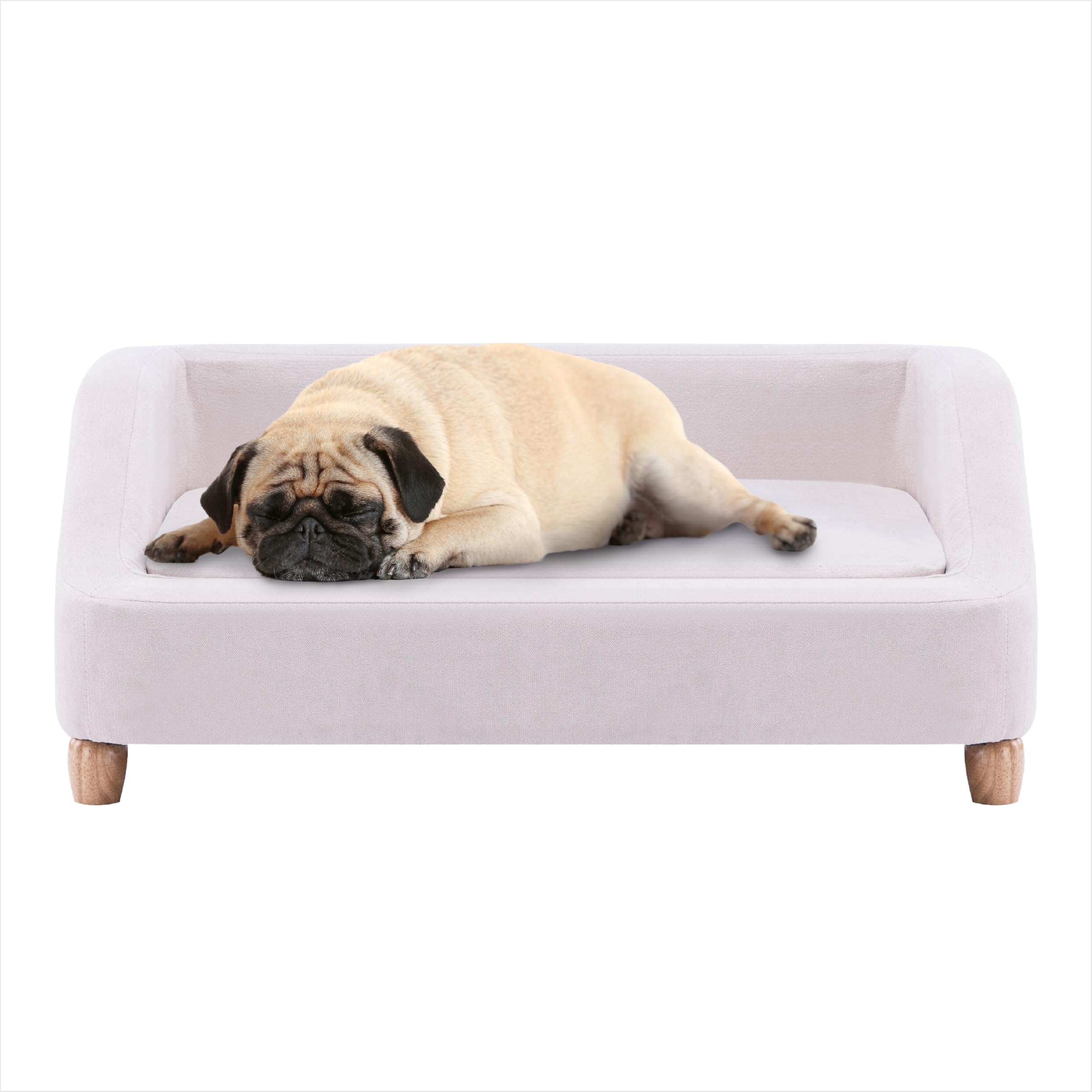Critter Sitters 36-Inch Microfiber White Rectangular Dog Sofa - Modern Elevated Pet Bed for Medium Dogs, Comfortable Washable Dog Bed for Home & Apartment - Perfect for Living Room, Bedroom or Office Spaces