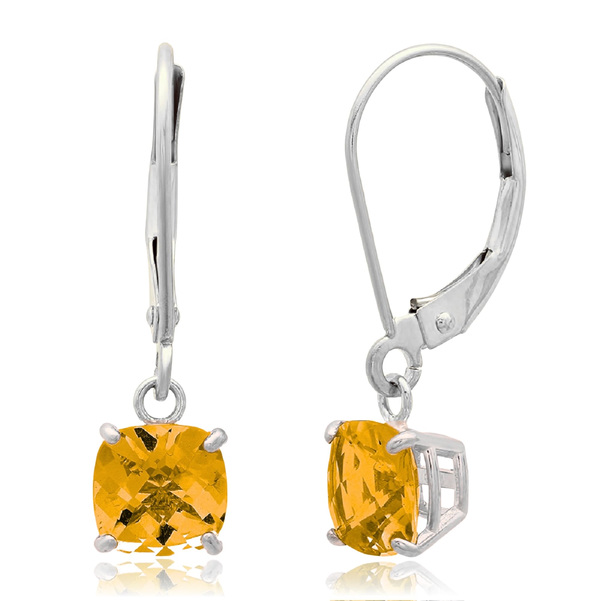 10K White Gold Princess Cut Birthstone Square Stud Earrings for Women - Perfect Gift for Birthday, Anniversary & Special Occasions