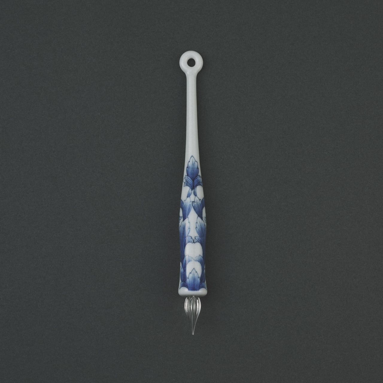Imari Yaki Japanese Glass Dip Pen - Elegant White & Blue Floral Pattern for Calligraphy, Art & Letter Writing | Premium Handmade Glass Nib Pen for Ink Drawing, Journaling & Gift Giving