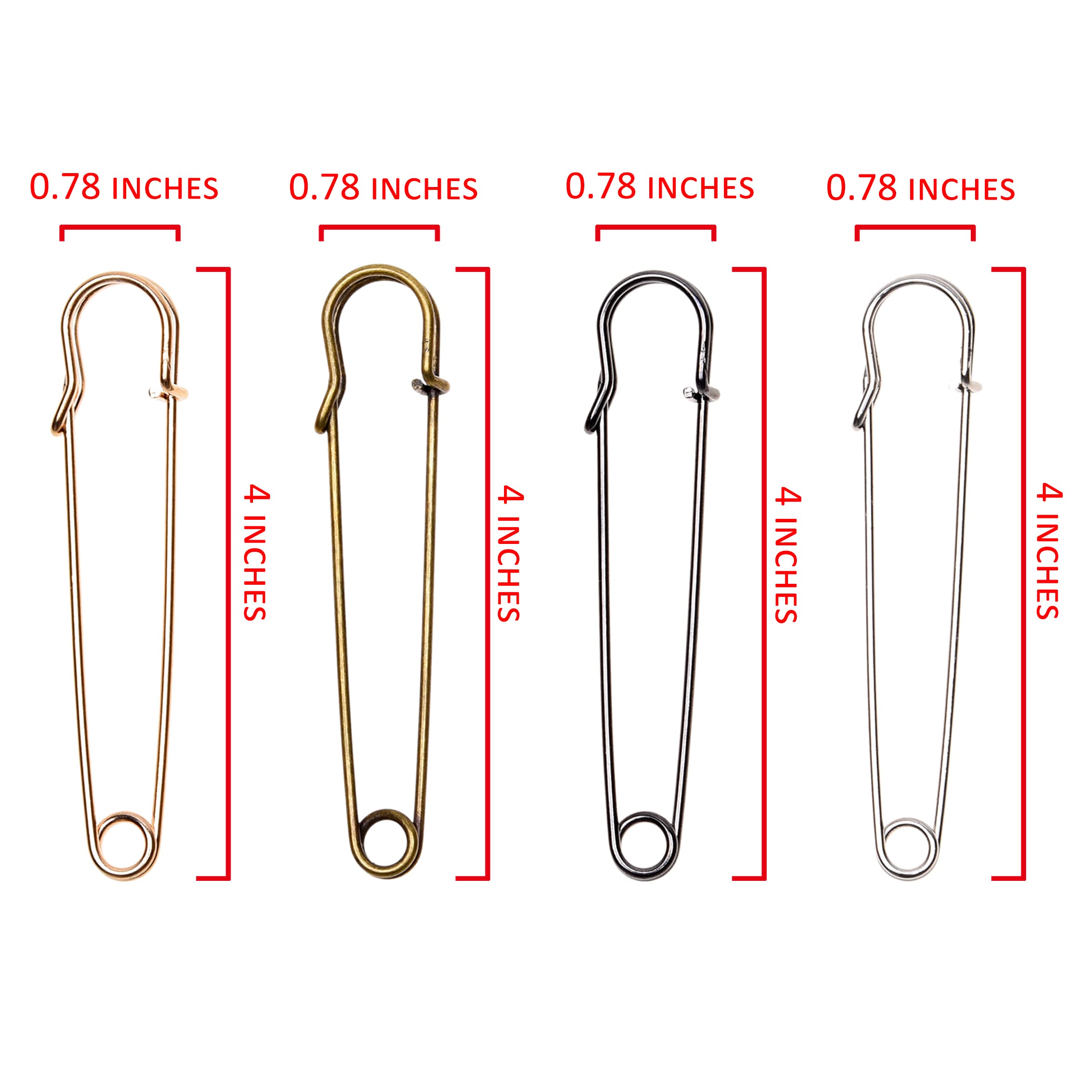 8X Extra Large Metallic Safety Pins - 4