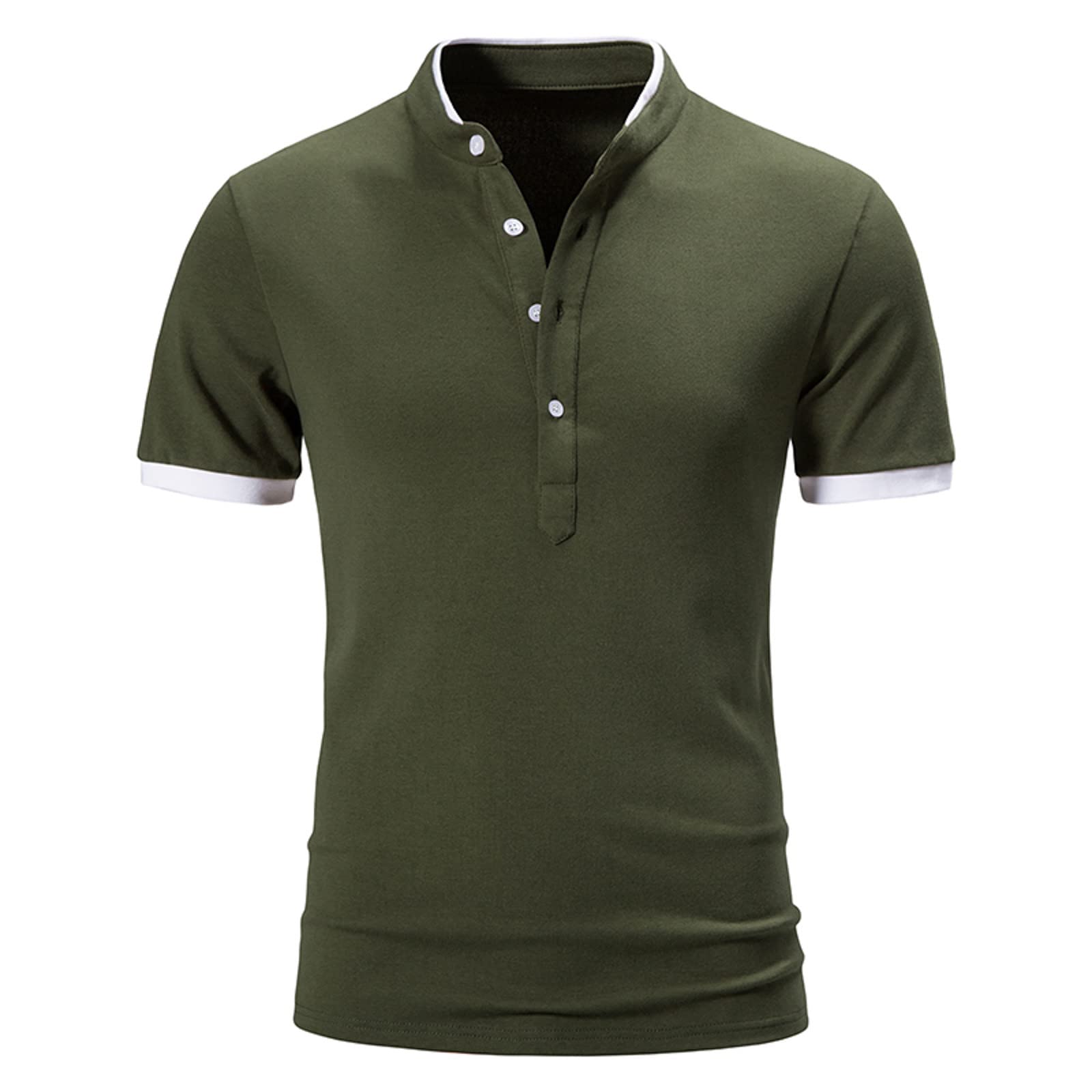 Slim Fit Men's Dress Shirt - Short Sleeve Button Down Casual & Formal Shirt with Contrast Inner for Summer | Business Office & Outdoor Wear