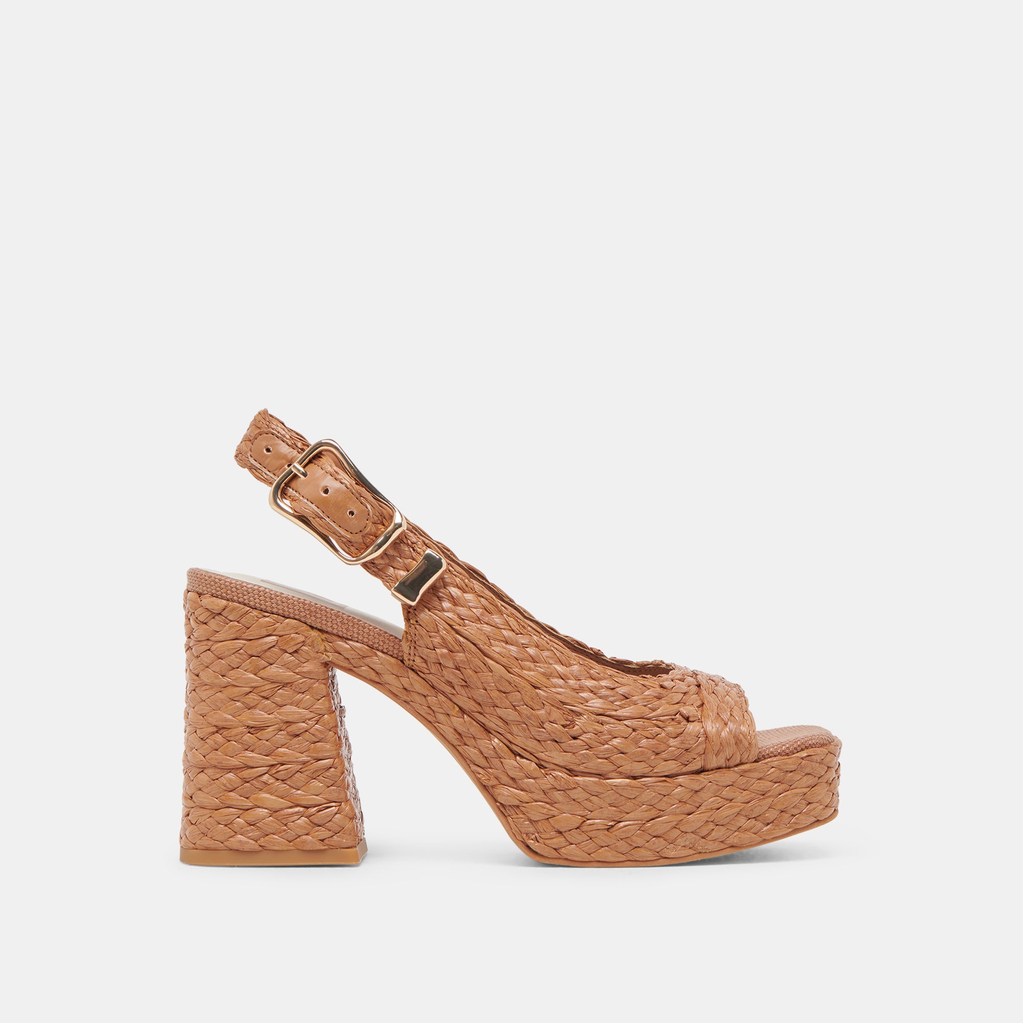 FLORES Women's Cognac Raffia Heels - Comfortable Summer Wedge Sandals for Beach, Wedding & Party Wear
