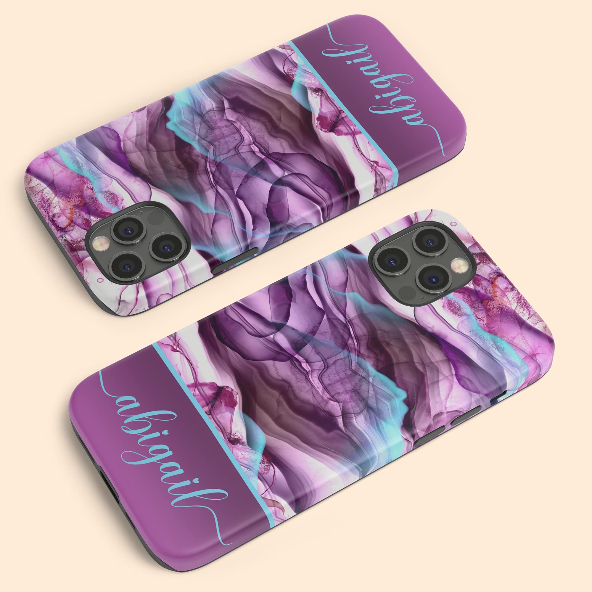 Custom Name Abstract Marble Phone Case - Personalized iPhone 16 Plus/15 Pro Max/14/13 Mini/12/11/X/XS Max/XR/7/8 Case - Durable Protective Cover for Work, Travel & Daily Use