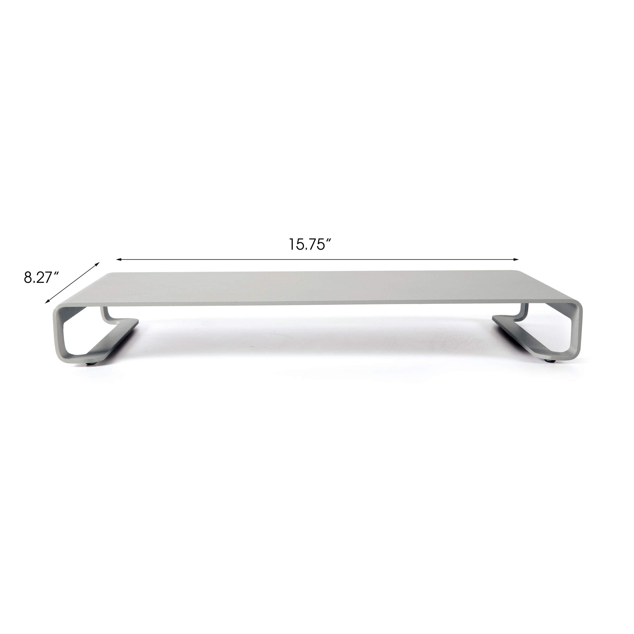Universal Monitor Stand with 31 lbs Capacity - Heavy Duty Aluminum Desk Shelf Organizer for Office & Home - Space Saving TV Stand & Computer Accessories (Gray, 2 Pack) - Perfect for Workspace Organization & Multi-Screen Setups