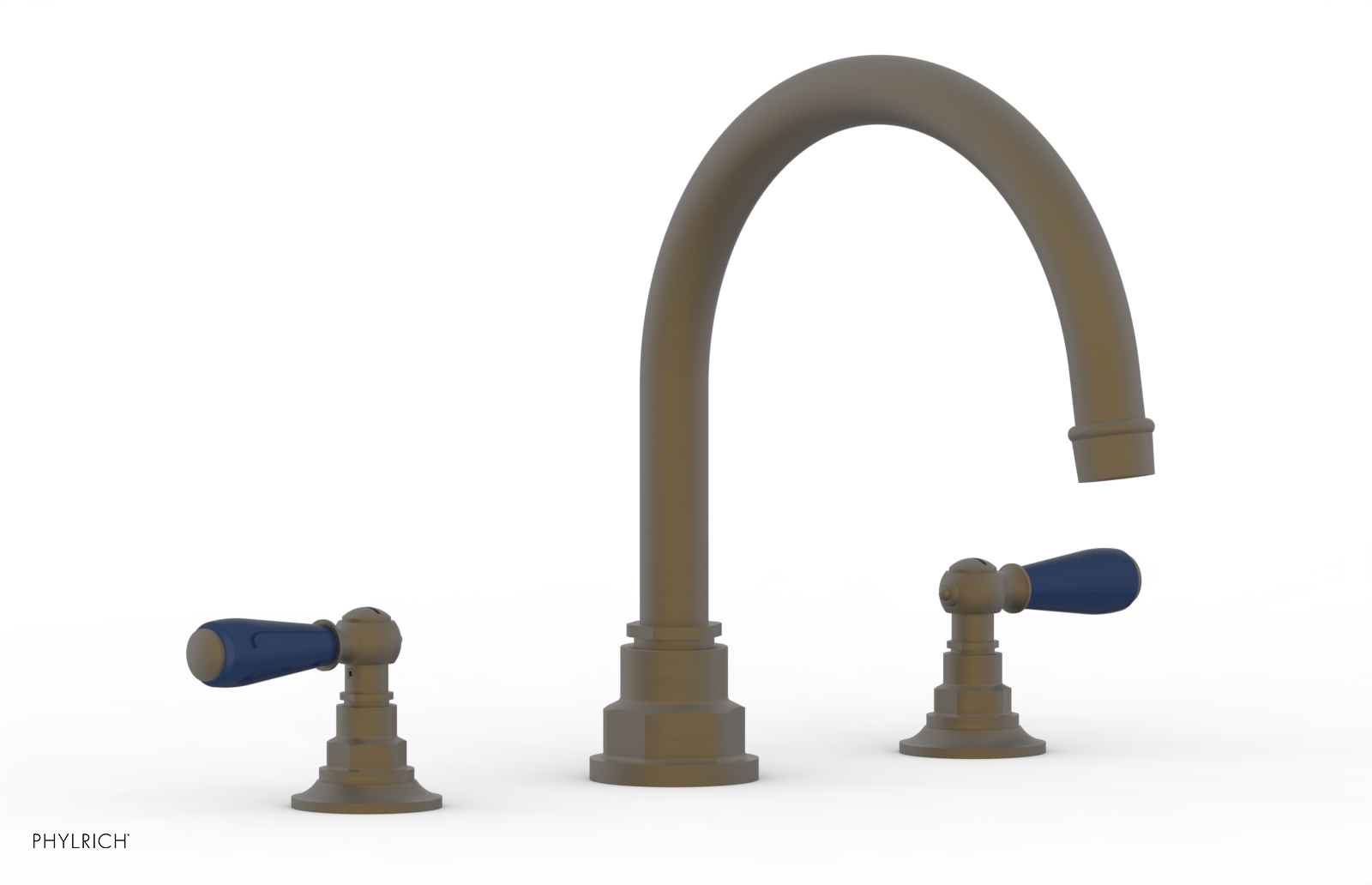 Jamestown Deck Tub Set with Lever Handles - Navy Blue Accented Bathroom Fixtures for Outdoor & Indoor Use | Perfect for Patios, Decks & Luxury Bathrooms