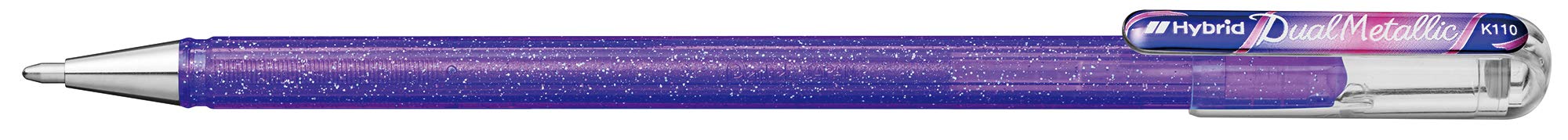 Pentel Hybrid Dual Metallic Gel Ink Rollerball Pens - Pastel Metallic K110 (Light Purple, Red & Metallic Blue) - 12 Pack - Perfect for Journaling, Note Taking & Creative Writing