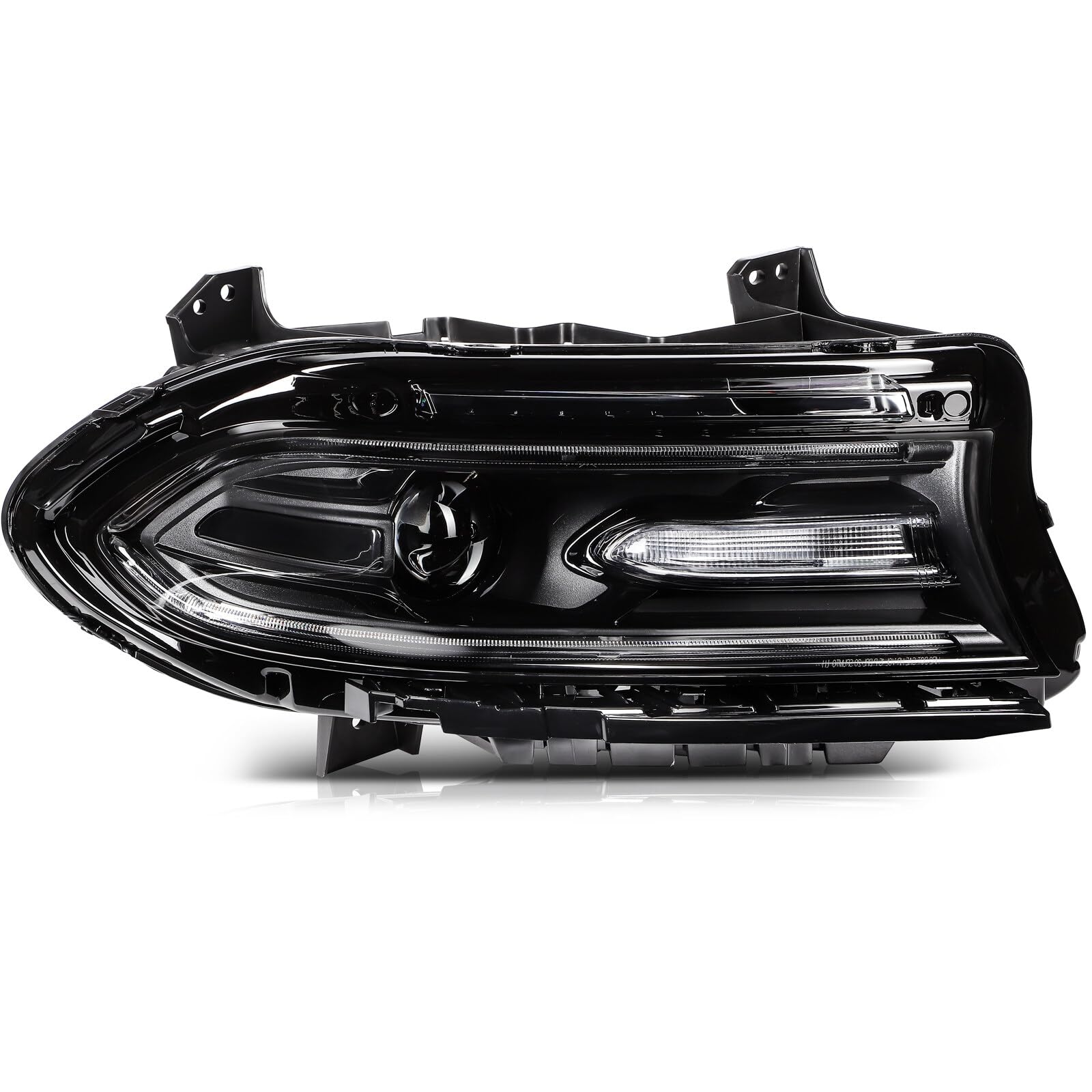 2015-2023 Dodge Charger Headlight Assembly - Black Housing & Clear Lens - Passenger Side Replacement - Perfect for Night Driving & Car Upgrades