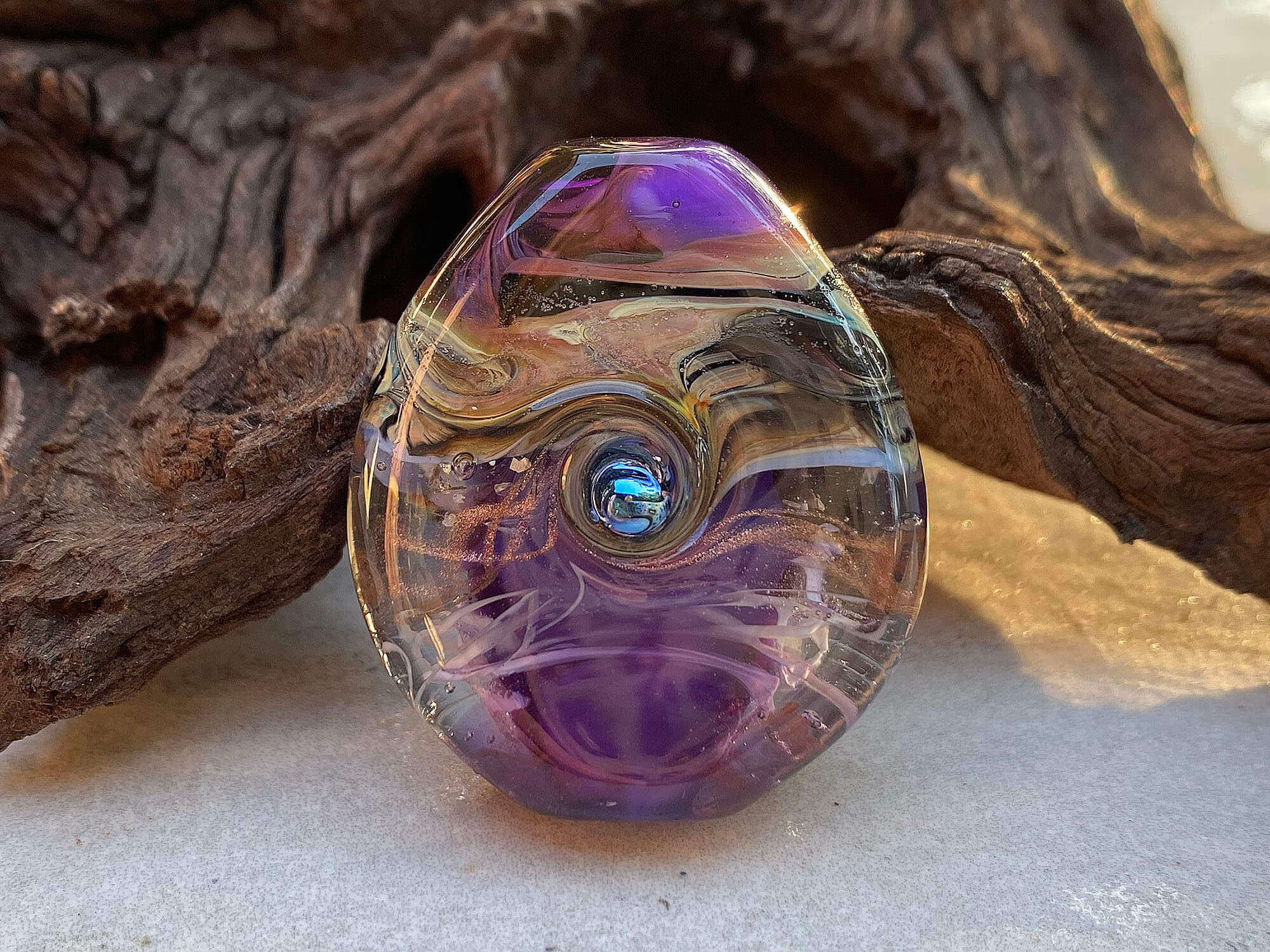 Violet Purple Organics Focal Lampwork Glass Bead for Jewelry Making - Handmade SRA Beads for Necklaces, Bracelets & DIY Crafts - Perfect for Boho, Hippie & Artistic Designs