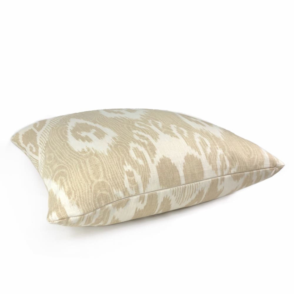 Vashti Sandstone Beige Cream Ikat Ethnic Linen Pillow Cover - Bohemian Home Decor for Living Room, Bedroom & Sofa