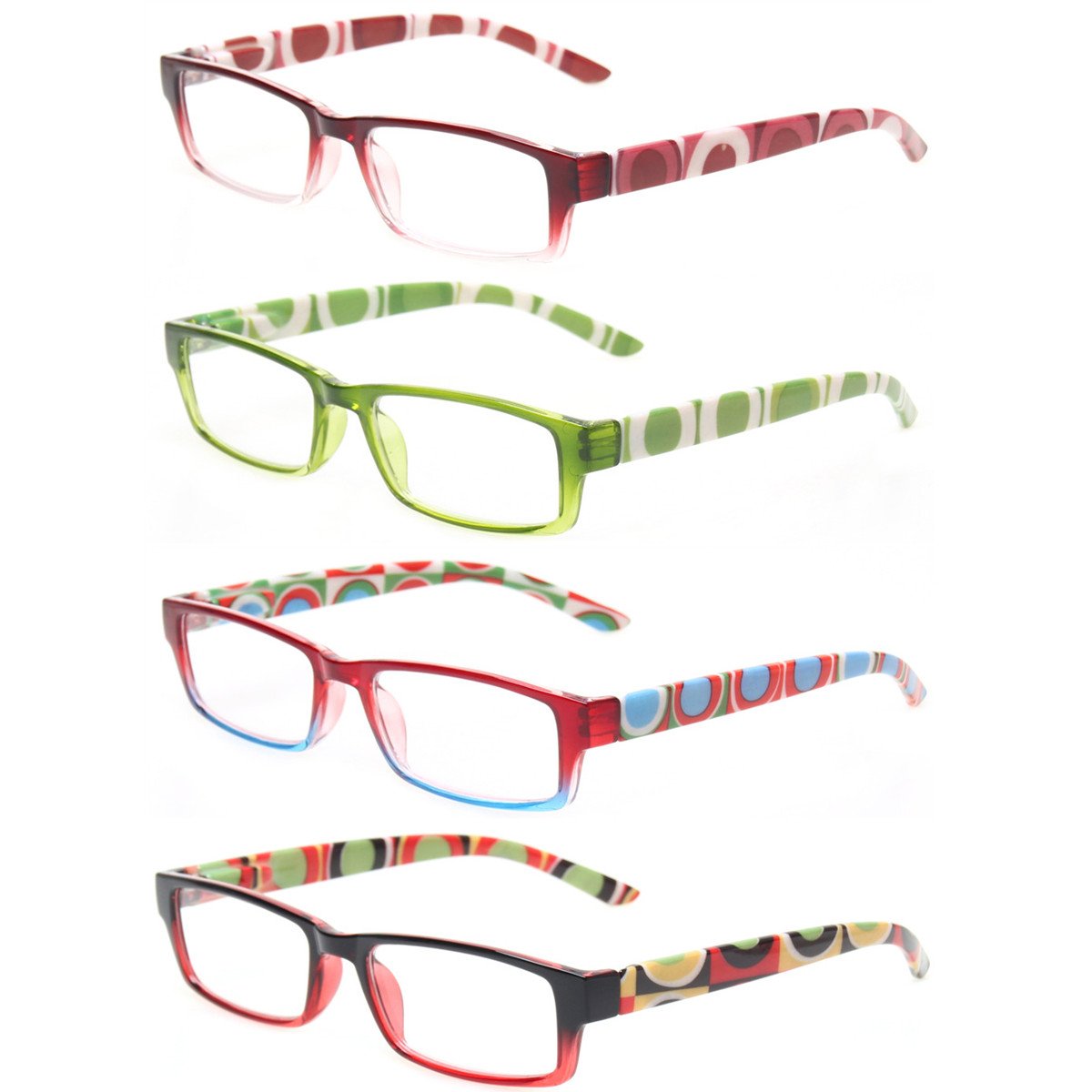 Kerecsen Reading Glasses for Women - 4 Pairs with Spring Hinge, Stylish & Comfortable Design - Perfect for Reading Books, Crafts, and Computer Work