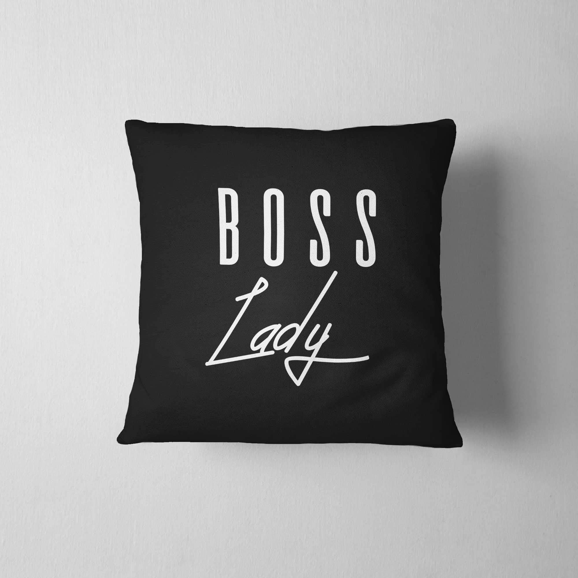 Boss Lady Throw Pillow - Inspirational Home Decor for Office, College Dorm & Outdoor Furniture - Rustic Cushion Perfect for Women's Empowerment & Girl Boss Gifts