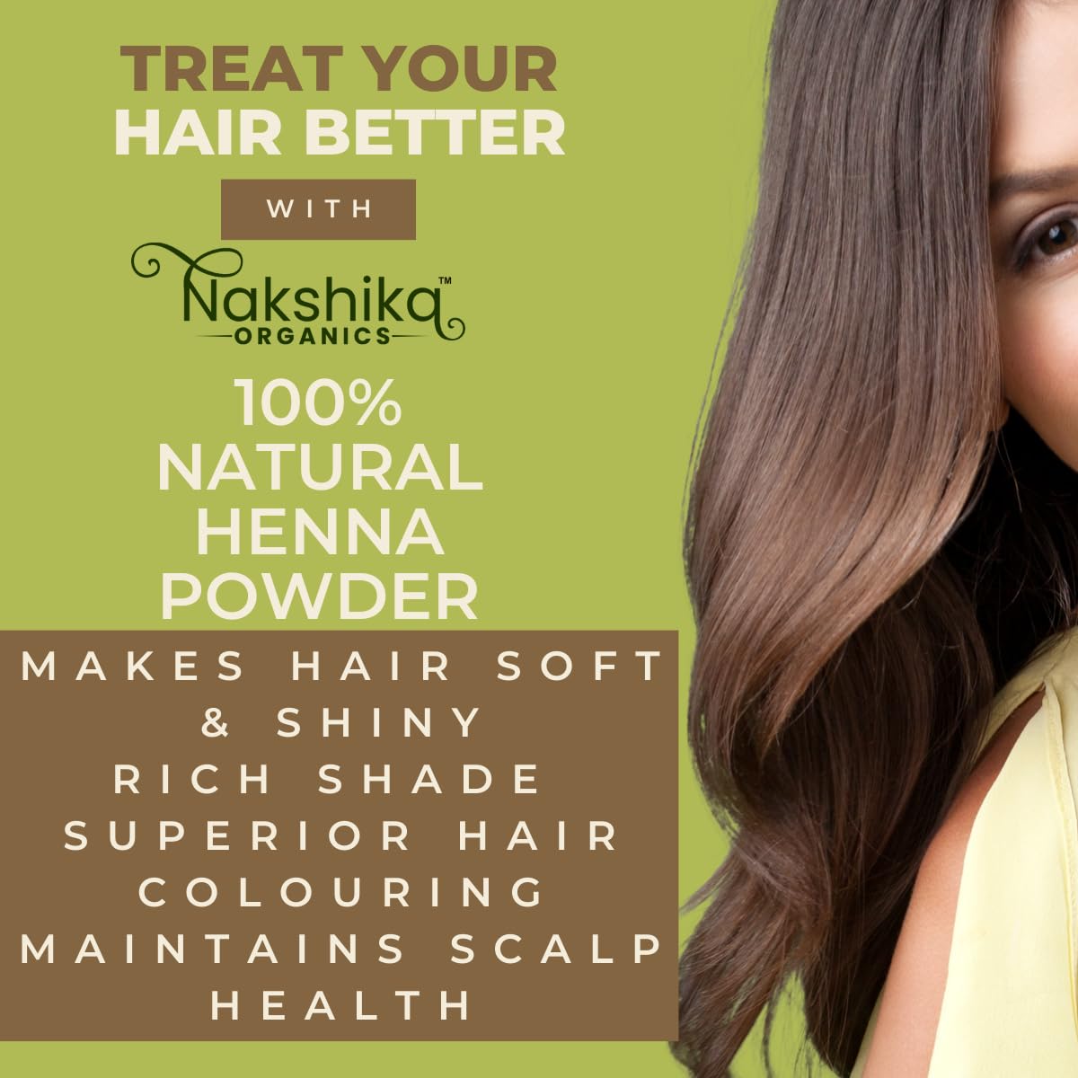 Nakshika Organics 100% Natural Henna Powder for Hair - Soft, Shiny & Rich Color (2x200g) | Chemical-Free Hair Dye & Conditioning Treatment for Natural Hair Care at Home