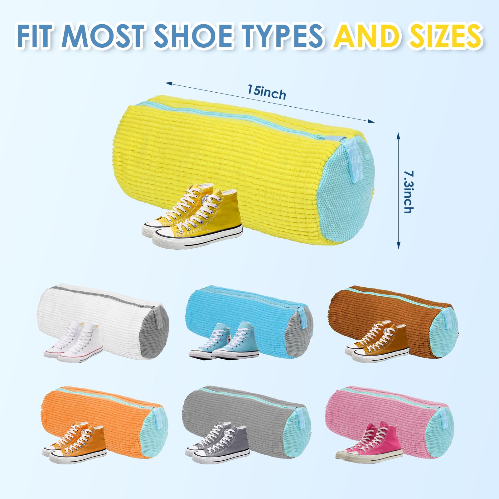 Reusable Shoe Washing Bag for Washing Machine - 360° Wrap-around Laundry Bag for Sneakers & Gym Shoes (Yellow) | Perfect for Travel, Sports & Daily Shoe Care