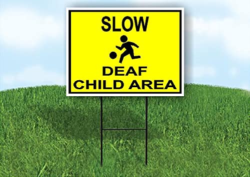 Double Sided Slow Deaf Child Area Road Sign with Stand - Durable Aluminum Yard Sign for School Zones & Neighborhood Safety