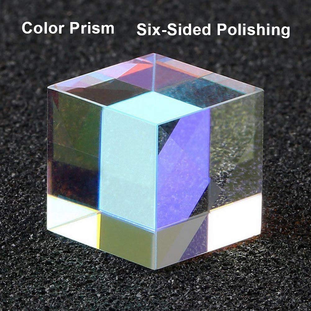 LeSharp Novelty & Gag Toys - Colorful RGB Optical Glass Cube Prism with Cross Dichroic Mirror (18x18mm) for Science Experiments, Photography Lighting & Home Decor