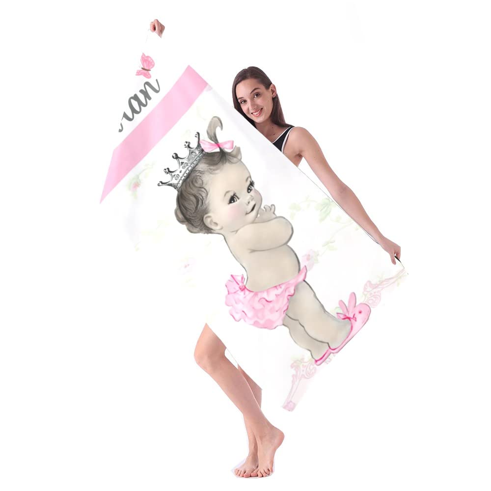 Custom Personalized Beach Towels with Name - Quick Dry Absorbent Microfiber Sand Proof 30x60 Inch - Floral Design for Kids, Girls, Boys & Adults - Perfect for Pool, Beach, Bath & Outdoor Activities