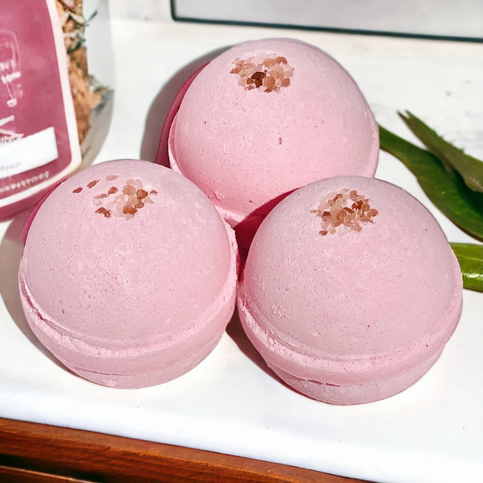 Organic Cherry Blossom & Pink Himalayan Salt Bath Bomb for Relaxation & Stress Relief - Perfect for Spa Nights, Self-Care Gifts & Aromatherapy