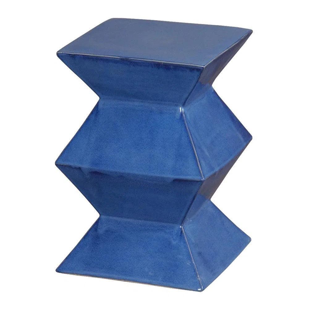 18 Inch Zigzag Outdoor Decorative Garden Stool - Weather-Resistant Patio Furniture for Poolside, Porch & Backyard Decor