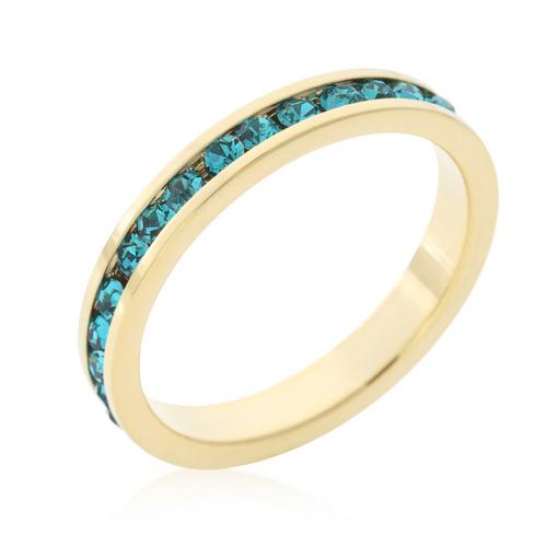 Elegant Stackable Turquoise Crystal Gold Ring for Women - Perfect for Everyday Wear, Gift Giving & Special Occasions