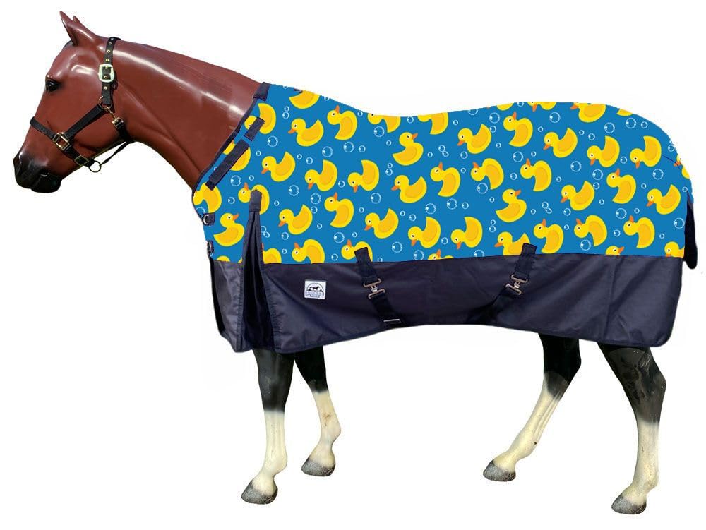 1200D Heavyweight Waterproof Horse Turnout Blanket with Adjustable Neck - 300g Polyfill Insulation for Winter & Outdoor Riding | Duck Bubbles Equestrian Gear