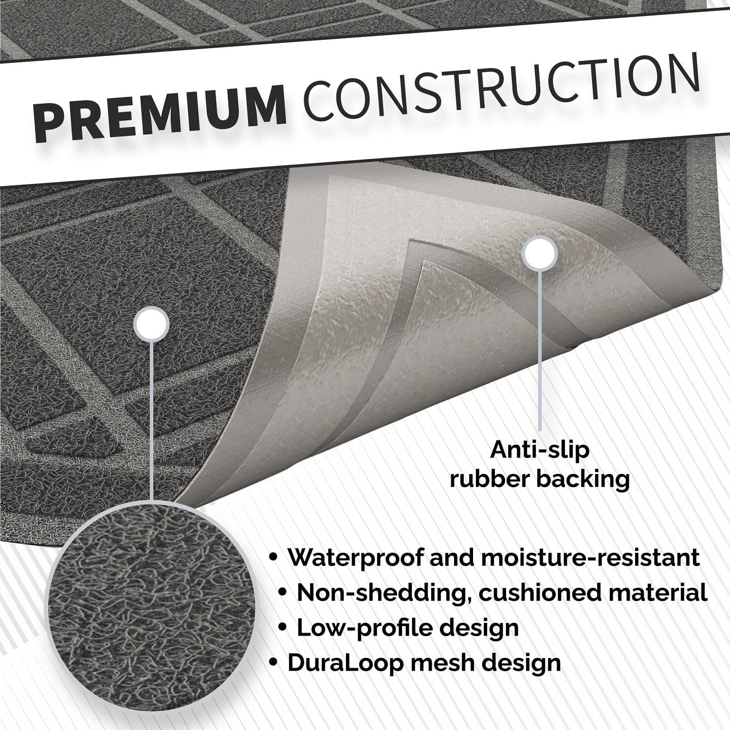 SlipToGrip Universal Plaid Design Non-Slip Door Mat - Grey, 42 x 35 Inch, Durable & Washable Indoor Outdoor Welcome Mat for Front Door, Garage, Patio - Dust Absorbent, 2-Pack - Perfect for High Traffic Areas and All-Weather Use