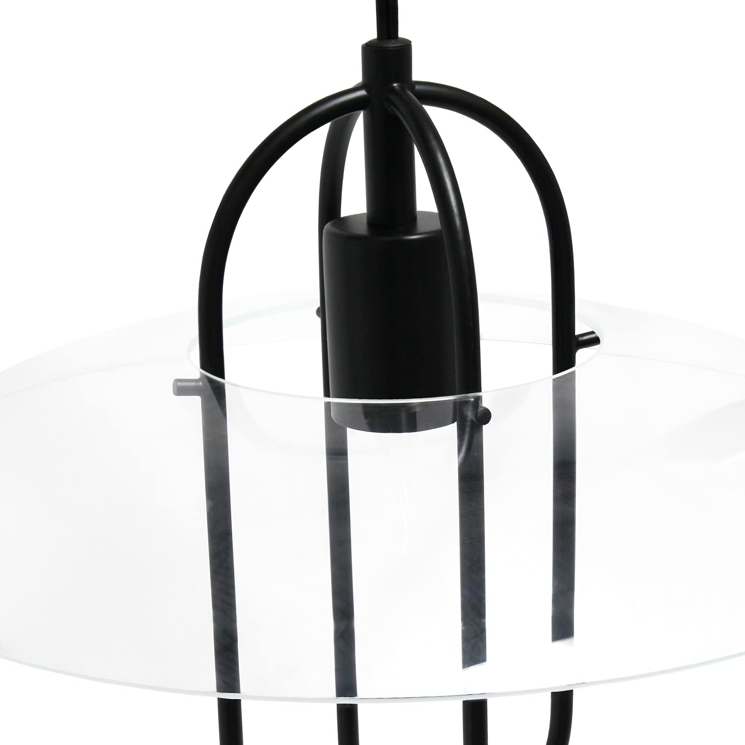 Black Metal Pendant Light with Clear Glass Shade - Elongated Single Bulb Design for Kitchen Island, Dining Room & Modern Home Decor