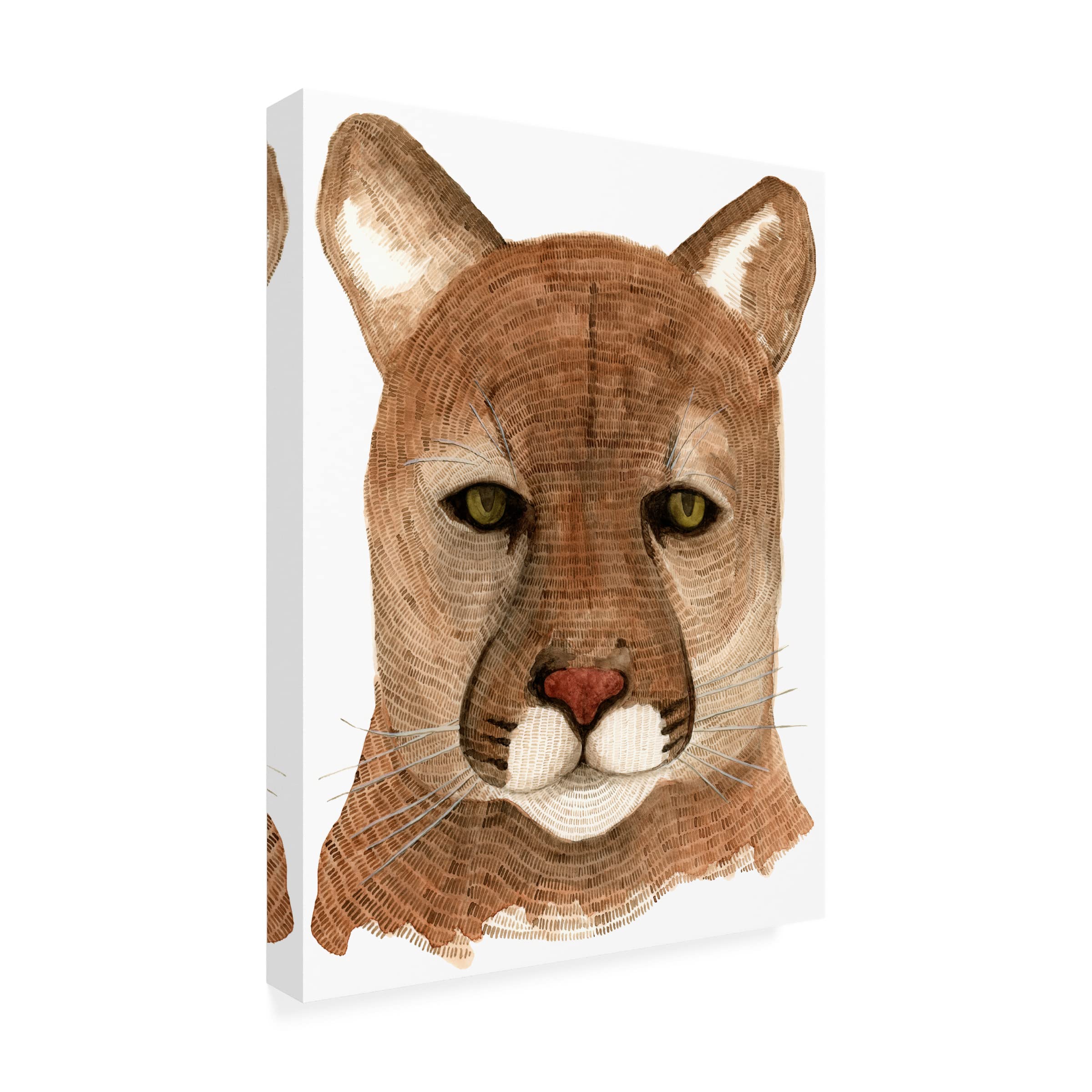 Trademark Fine Art 'Cougar' Canvas Wall Art by Jeannine Saylor - Stunning Wildlife Painting for Living Room, Bedroom & Office Decor